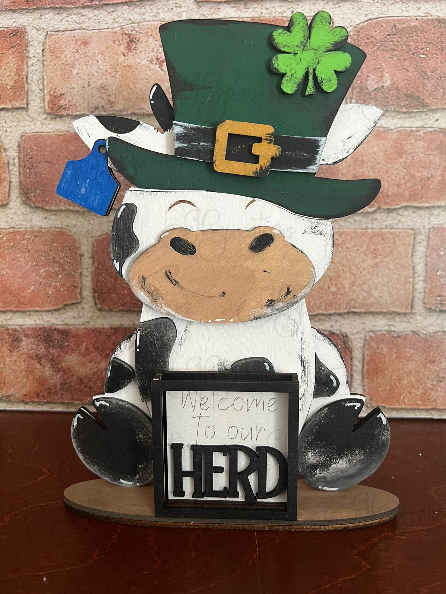 Farm Animal Cow with Interchangeable Seasonal Hats Shelf Sitter Cow Decor Cow Decorations