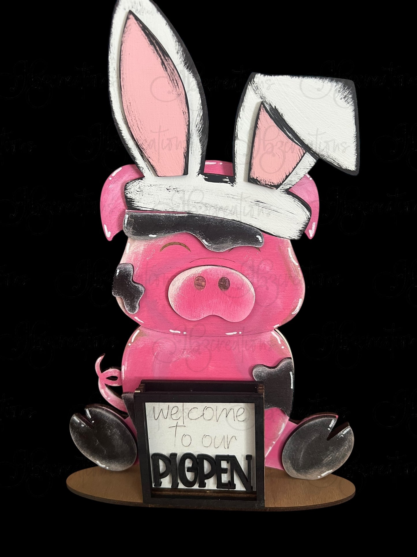 Farm Animal Pig with Interchangeable Seasonal Hats Shelf Sitter Pig Decor Pig Decorations