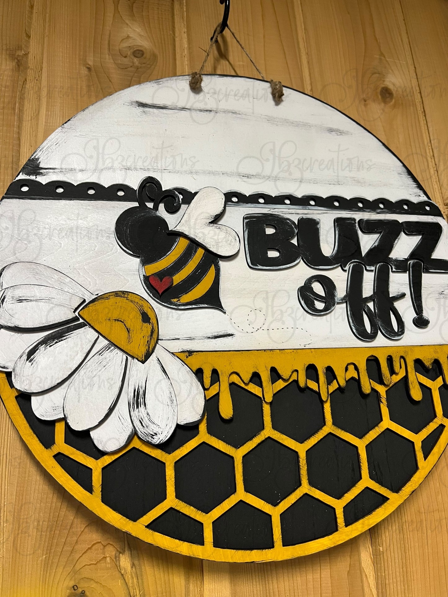 DIY Buzz Off Honey Bee Welcome Round Sign Bee Door Sign Round Sign DIY Door Hanger Do It Yourself, Create It Yourself