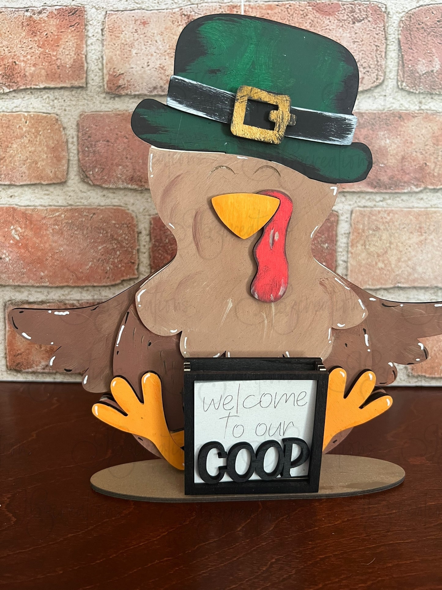 Farm Animal Turkey with Interchangeable Seasonal Hats Shelf Sitter Turkey Decor Turkey Decorations