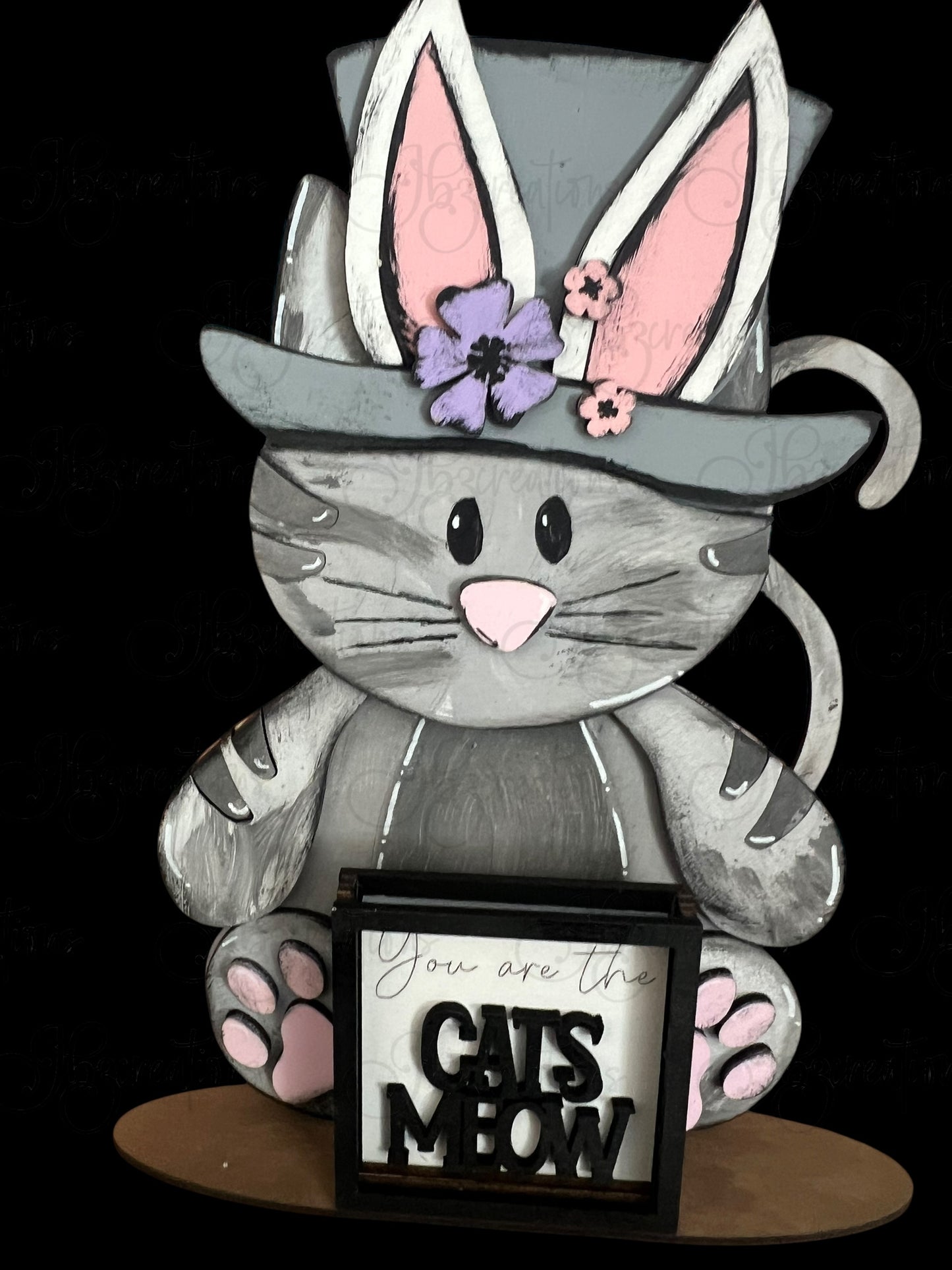Farm Animal Cat with Interchangeable Seasonal Hats Shelf Sitter Cat Decor Cat Decorations