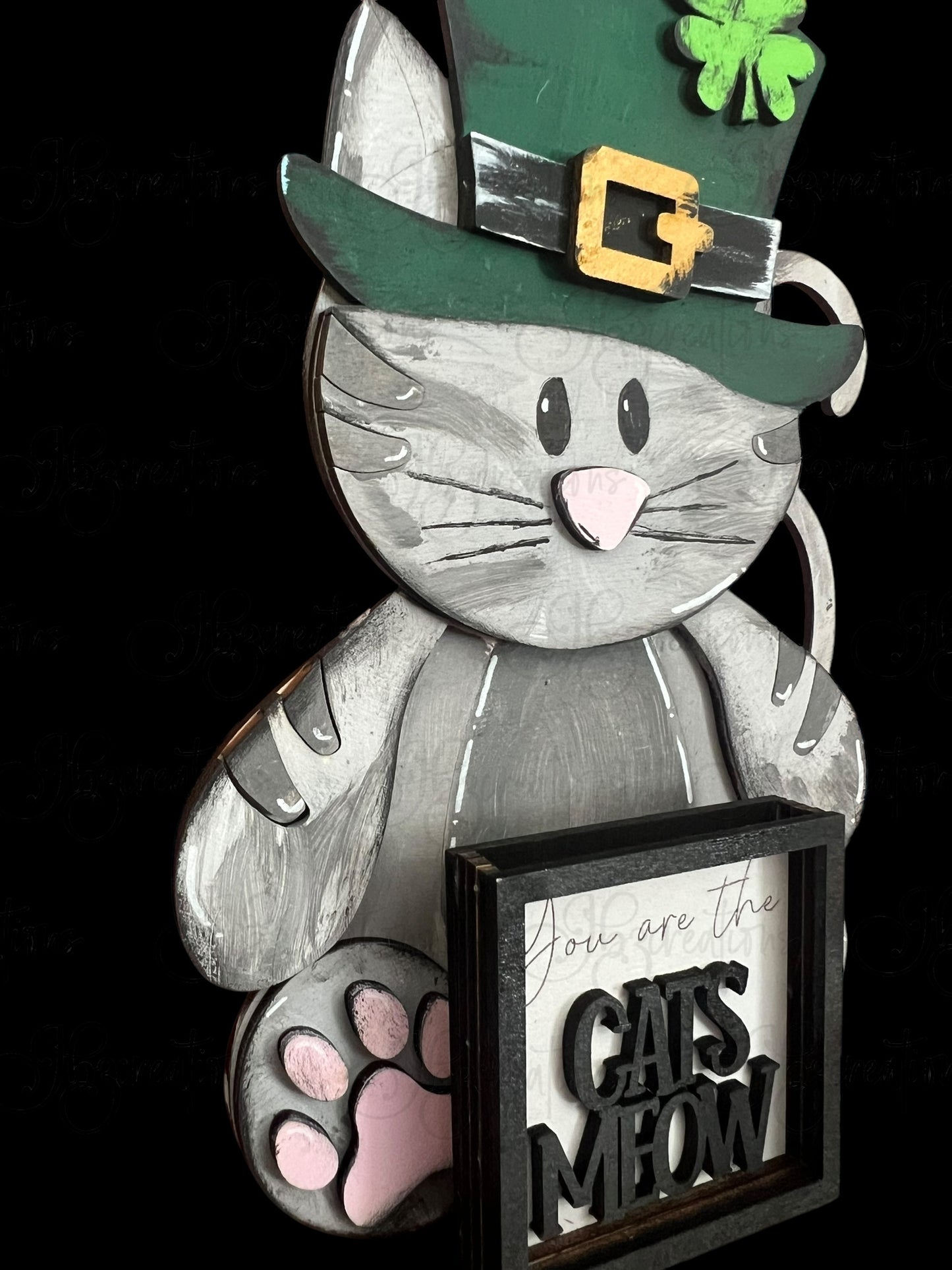 Farm Animal Cat with Interchangeable Seasonal Hats Shelf Sitter Cat Decor Cat Decorations