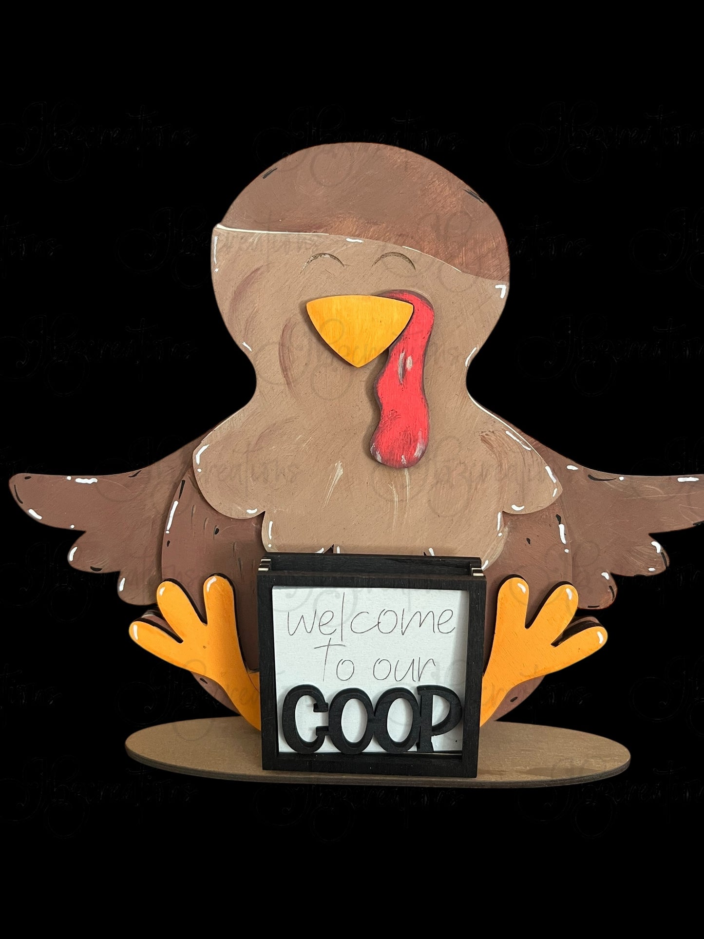 Farm Animal Turkey with Interchangeable Seasonal Hats Shelf Sitter Turkey Decor Turkey Decorations