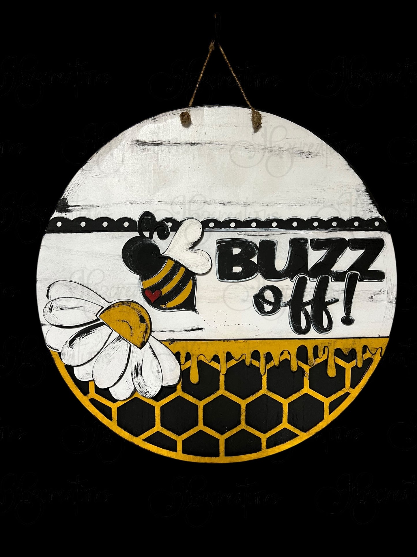 DIY Buzz Off Honey Bee Welcome Round Sign Bee Door Sign Round Sign DIY Door Hanger Do It Yourself, Create It Yourself
