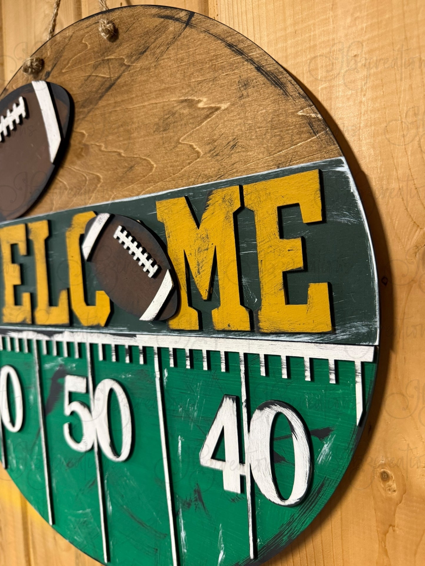 Football Welcome Football Door Hanger Round Door Sign