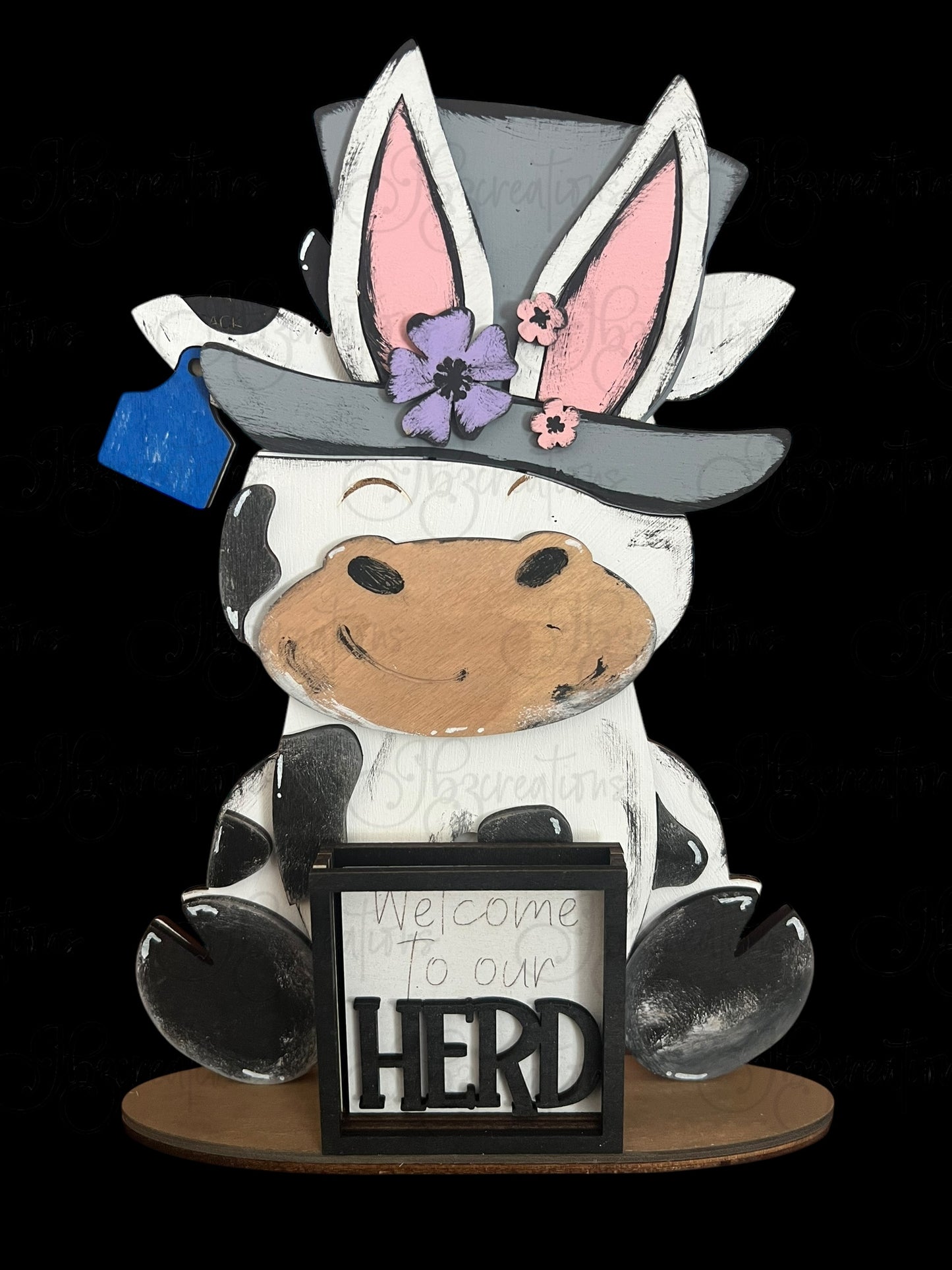 Farm Animal Cow with Interchangeable Seasonal Hats Shelf Sitter Cow Decor Cow Decorations