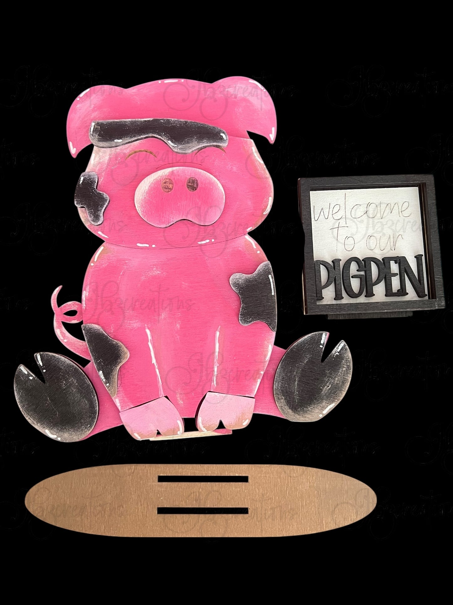 Farm Animal Pig with Interchangeable Seasonal Hats Shelf Sitter Pig Decor Pig Decorations