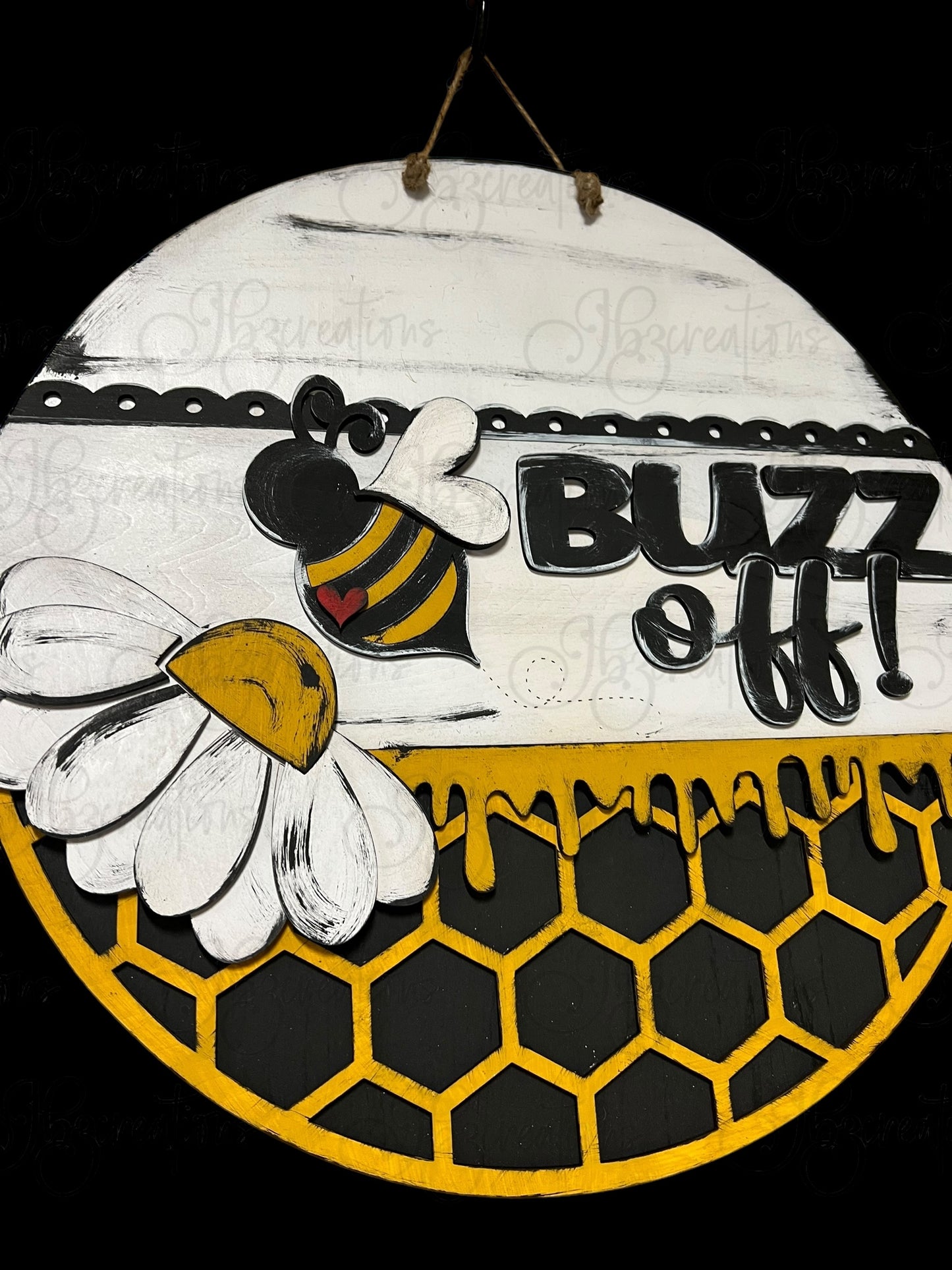Buzz Off Honey Bee Welcome Round Sign Bee Door Sign