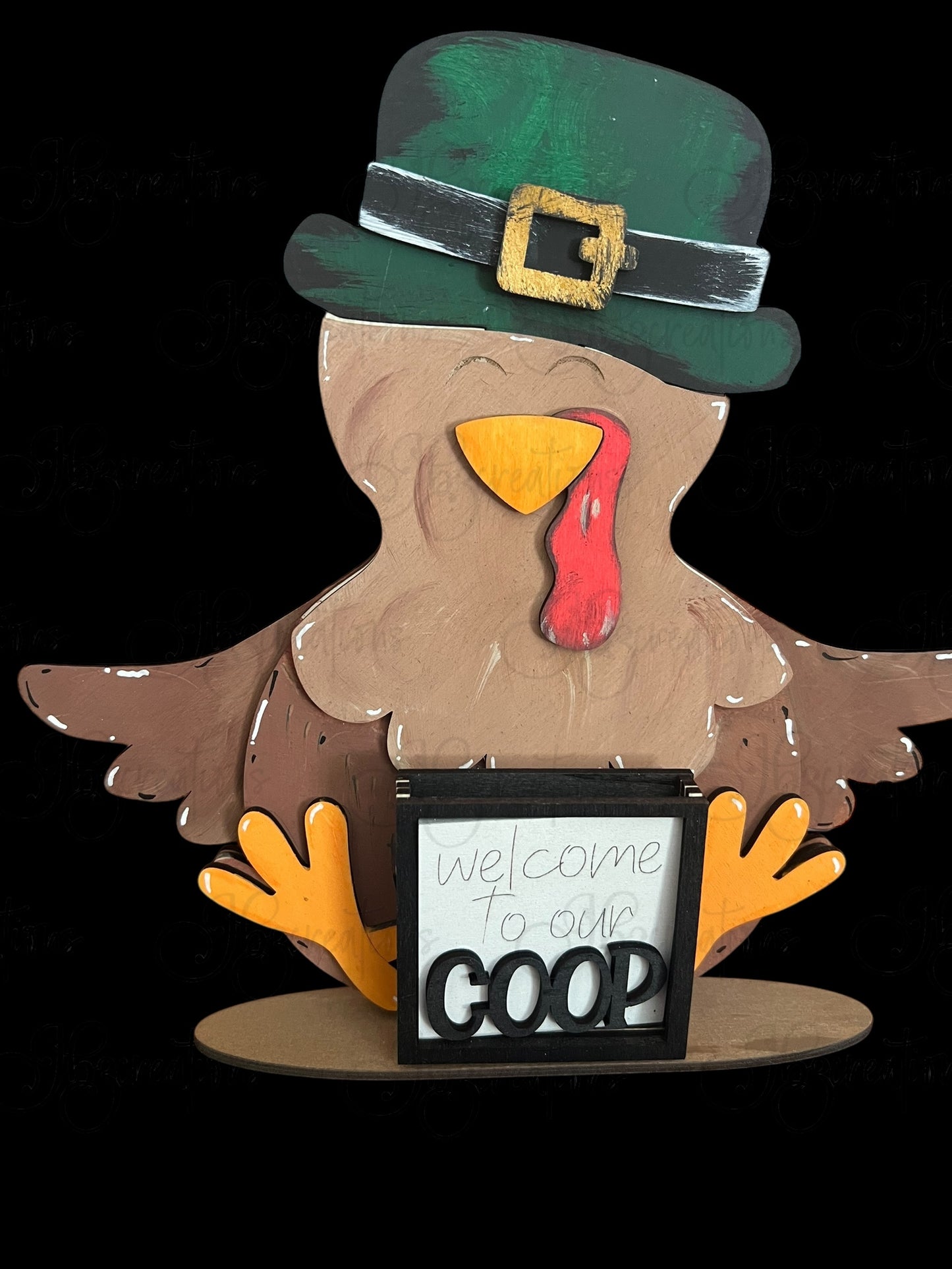 Farm Animal Turkey with Interchangeable Seasonal Hats Shelf Sitter Turkey Decor Turkey Decorations
