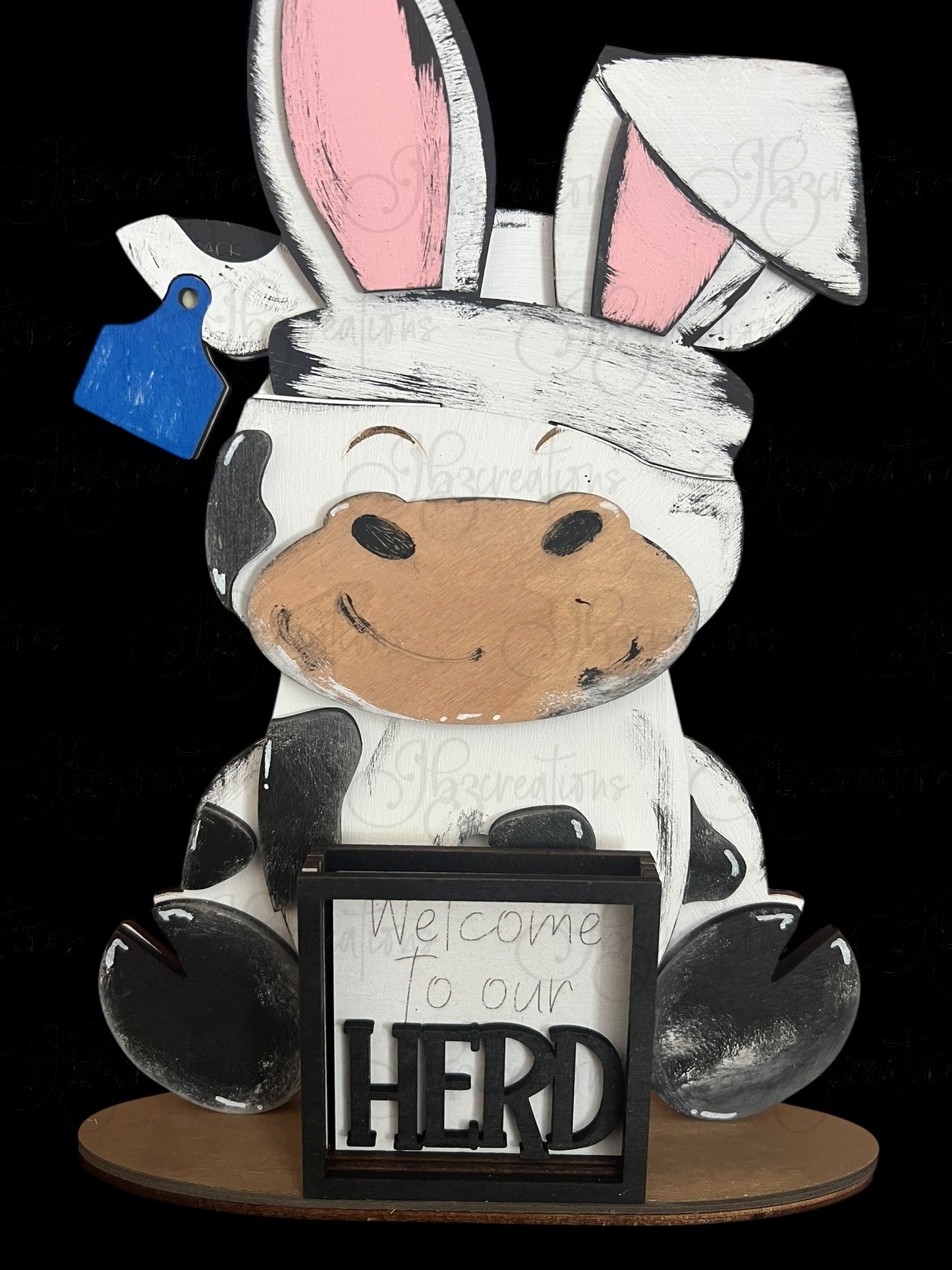 Farm Animal Cow with Interchangeable Seasonal Hats Shelf Sitter Cow Decor Cow Decorations
