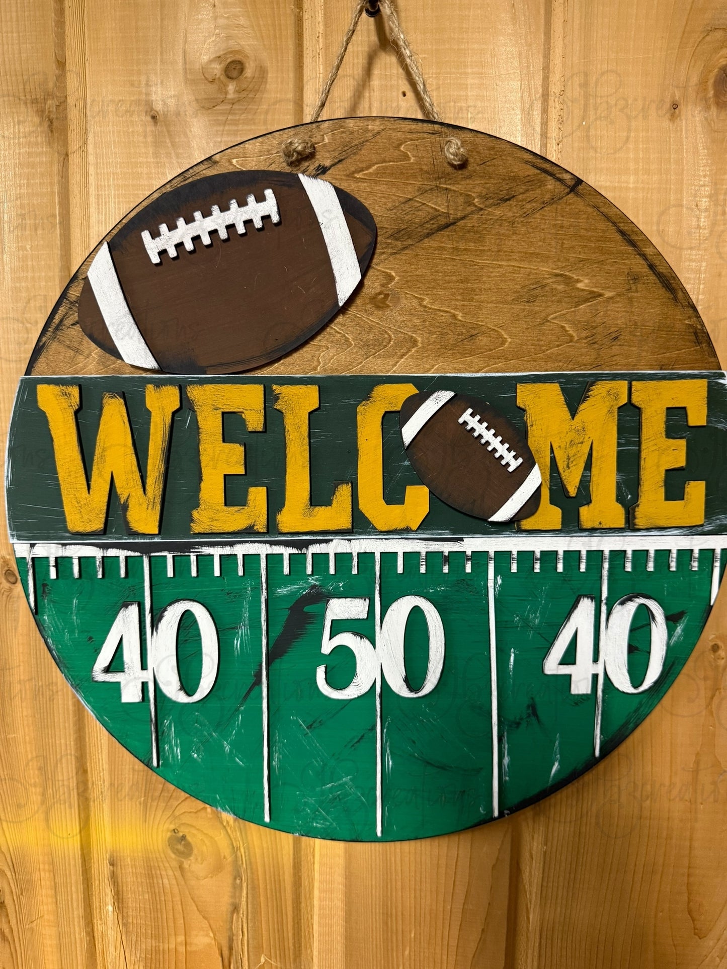 Football Welcome Football Door Hanger Round Door Sign