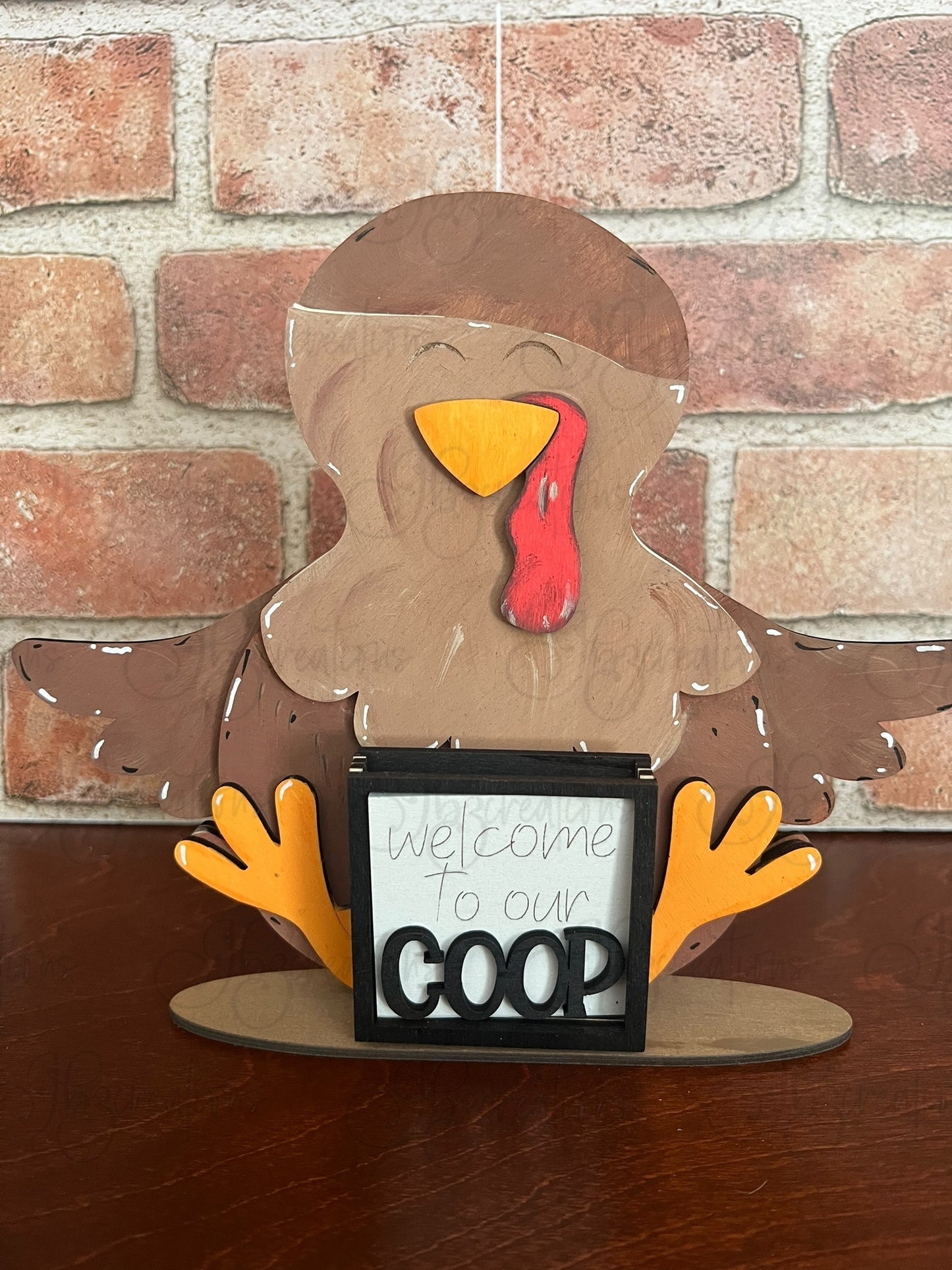 Farm Animal Turkey with Interchangeable Seasonal Hats Shelf Sitter Turkey Decor Turkey Decorations