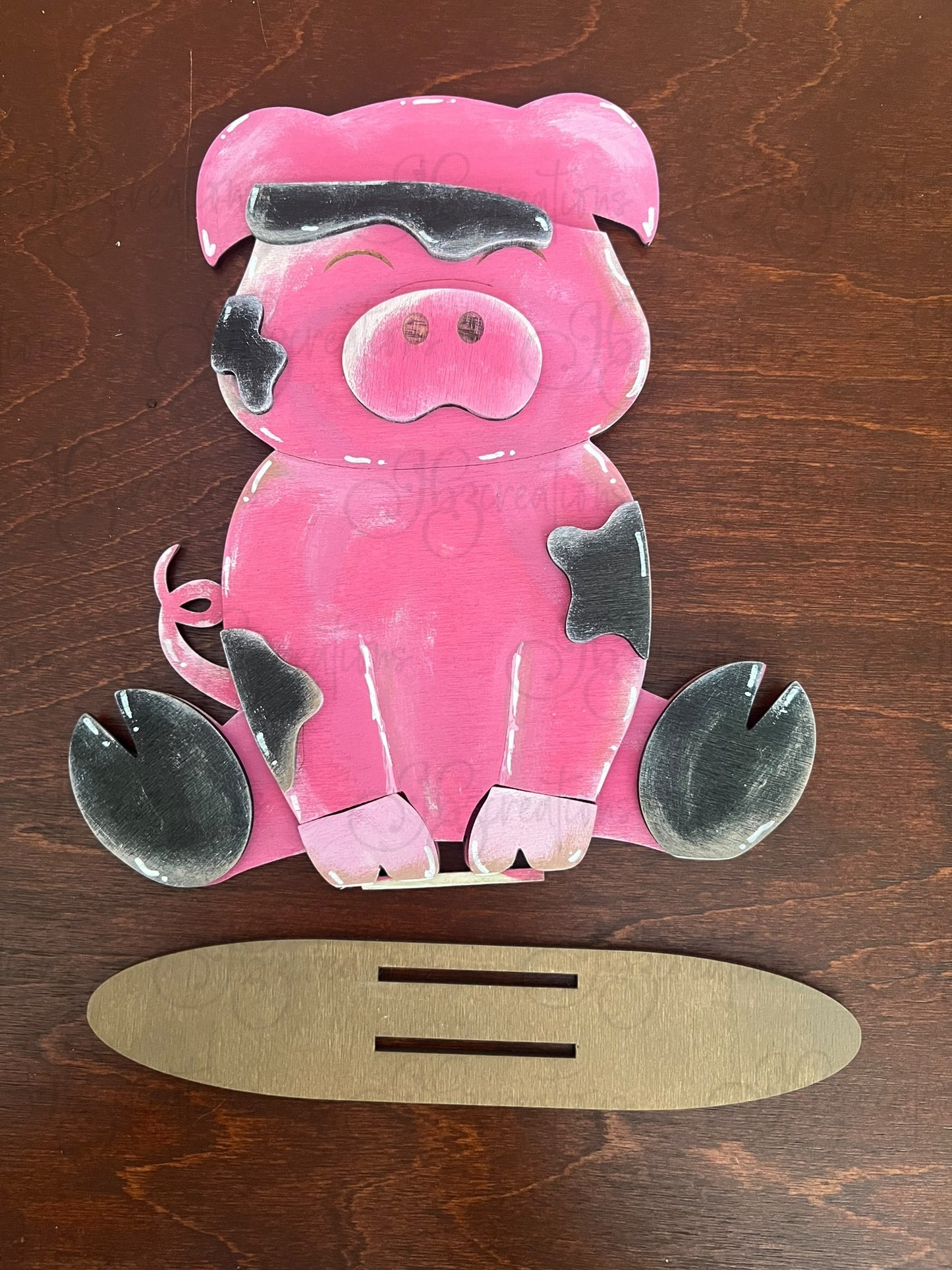 Farm Animal Pig with Interchangeable Seasonal Hats Shelf Sitter Pig Decor Pig Decorations