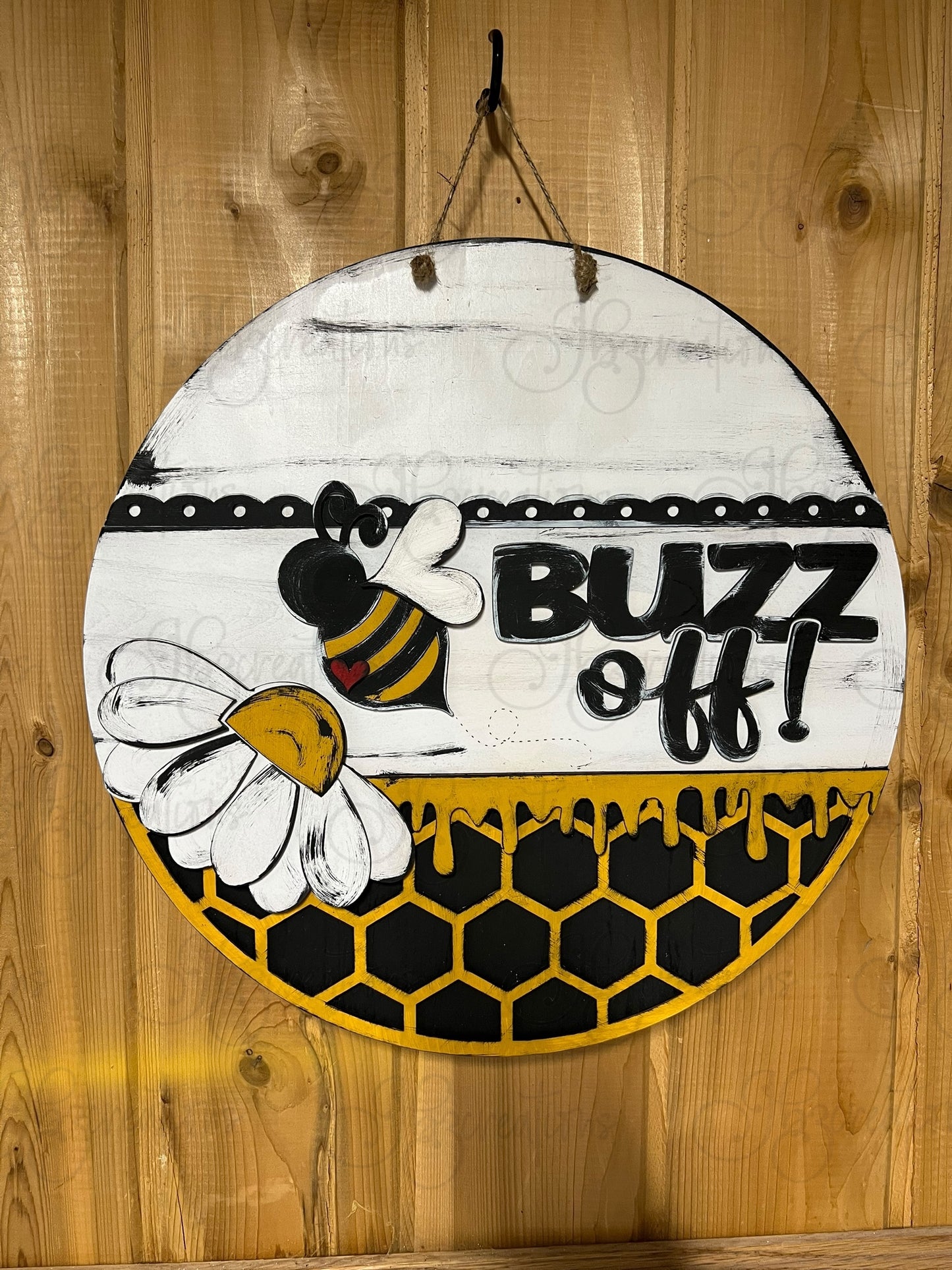 DIY Buzz Off Honey Bee Welcome Round Sign Bee Door Sign Round Sign DIY Door Hanger Do It Yourself, Create It Yourself