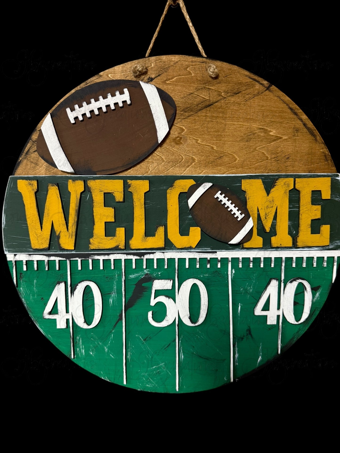Football Welcome Football Door Hanger Round Door Sign