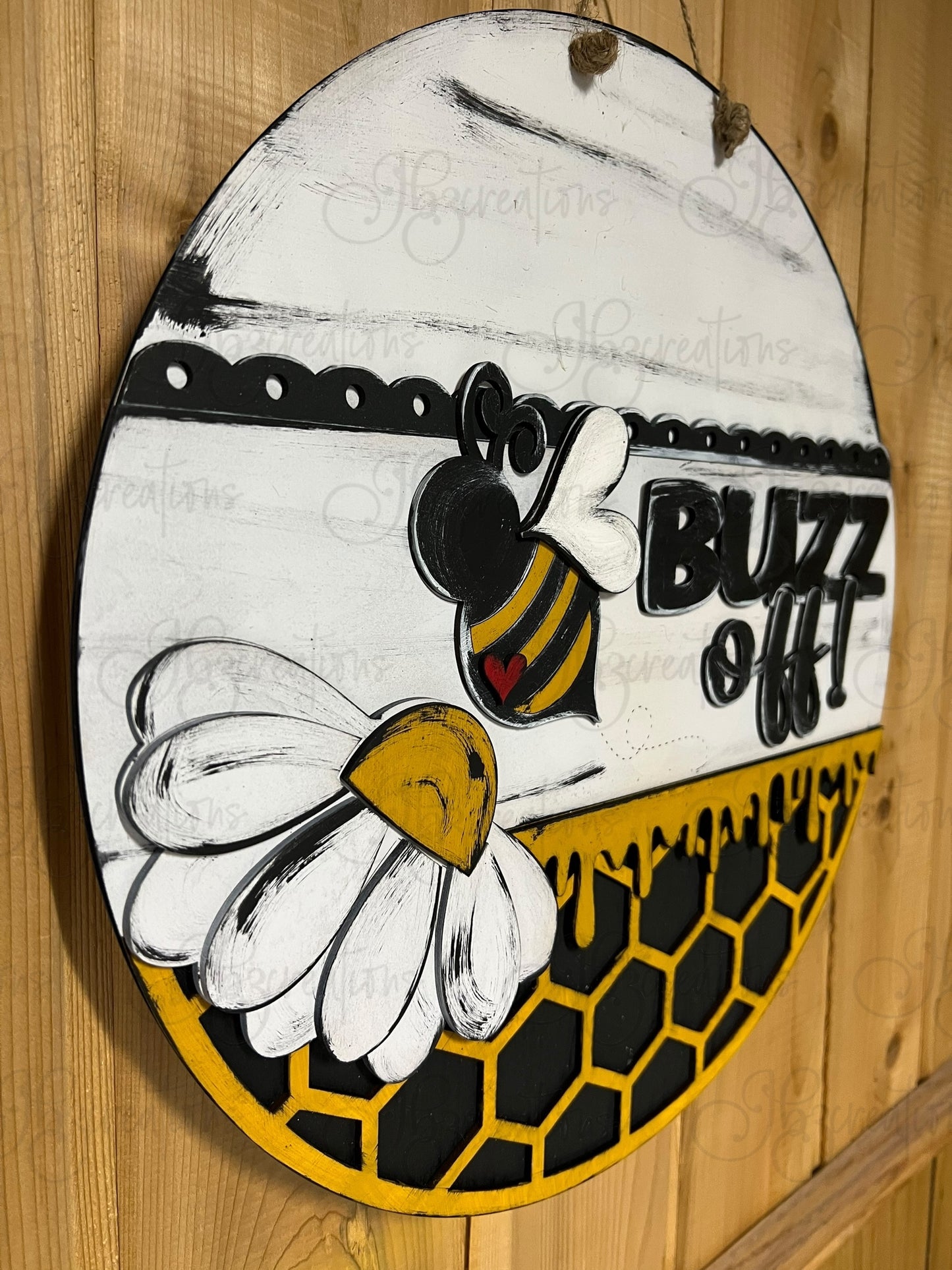 DIY Buzz Off Honey Bee Welcome Round Sign Bee Door Sign Round Sign DIY Door Hanger Do It Yourself, Create It Yourself