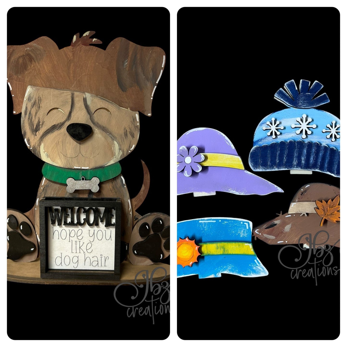 Farm Animal Cat with Interchangeable Seasonal Hats Shelf Sitter Cat Decor Cat Decorations
