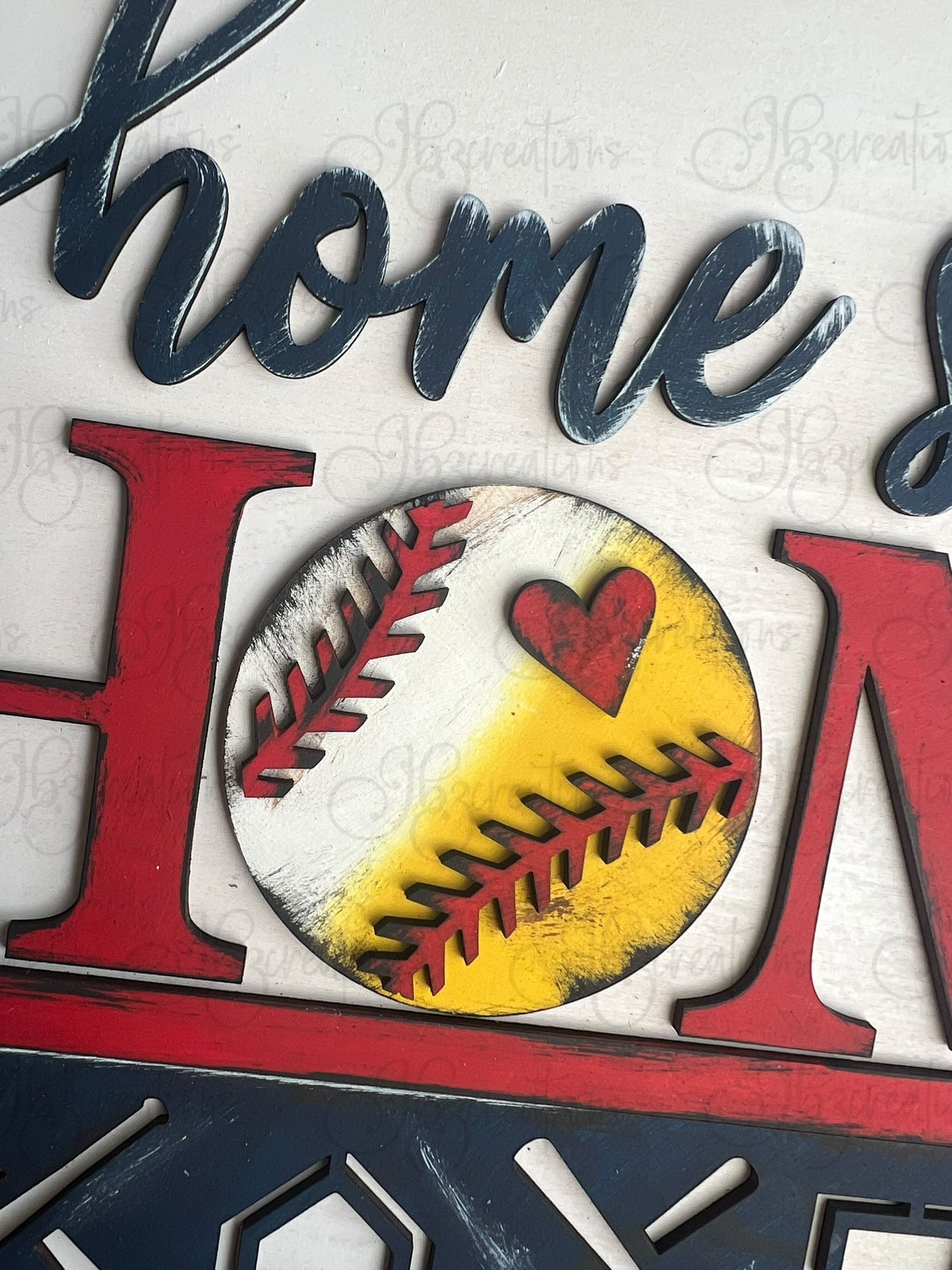 Home Sweet Home Baseball Welcome Door Hanger Home Sweet Home Softball Door Hanger Round Sign Baseball Round Door Sign Softball Round Sign