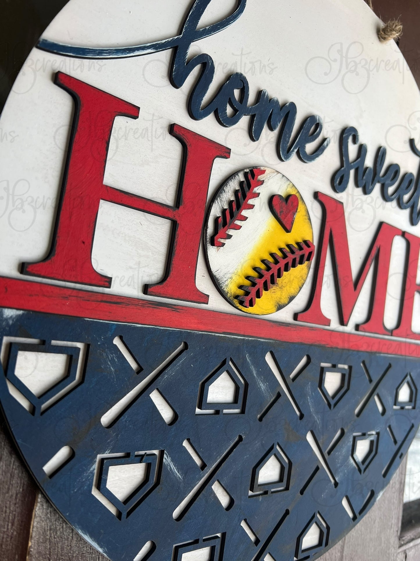 Home Sweet Home Baseball Welcome Door Hanger Home Sweet Home Softball Door Hanger Round Sign Baseball Round Door Sign Softball Round Sign