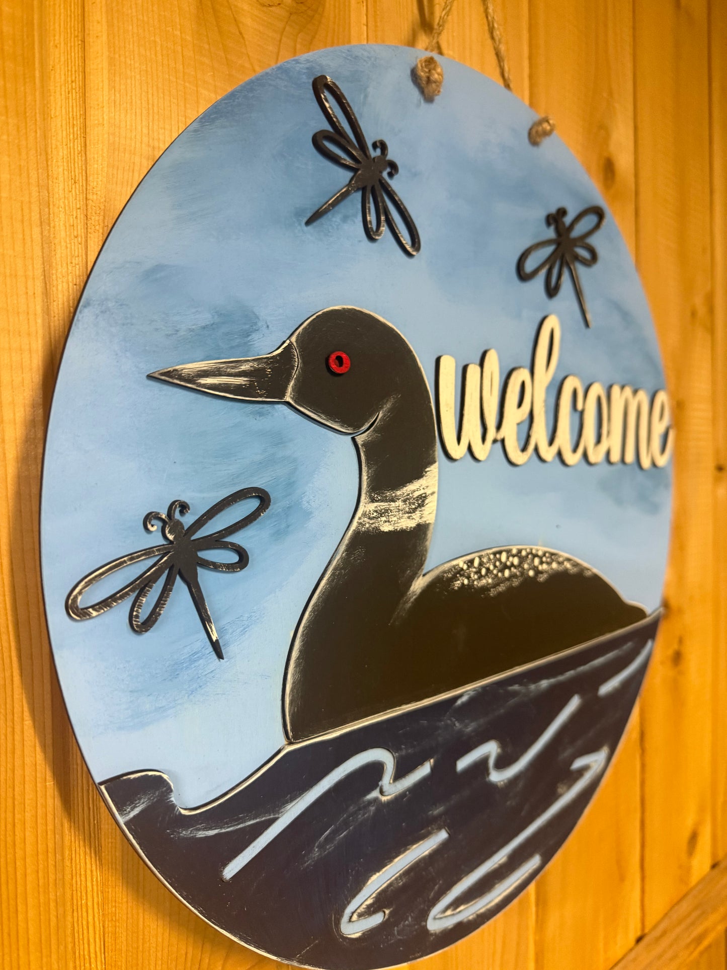 Loon Welcome Door Hanger Door Welcome Round Sign