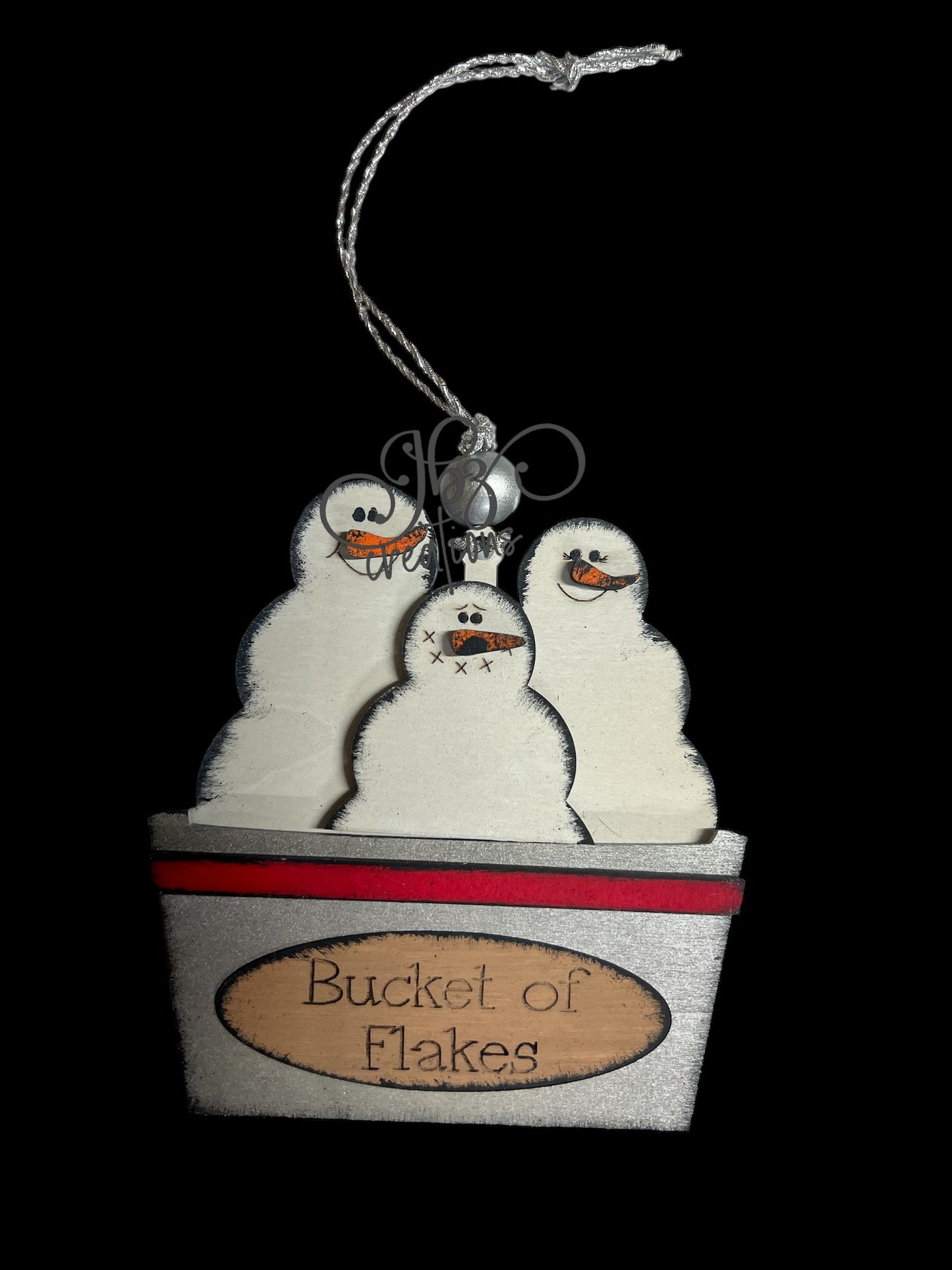 Bucket of Flakes Snowman Ornament