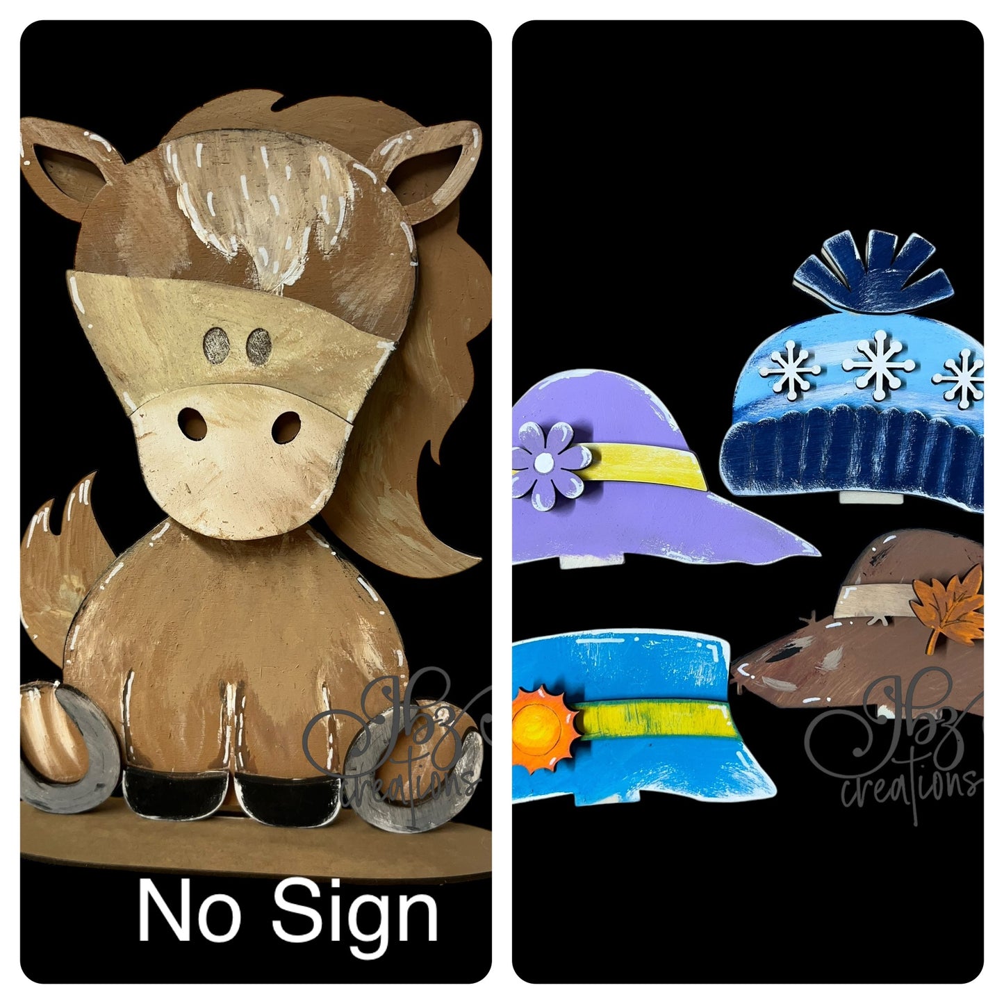 Farm Animal Horse with Interchangeable Seasonal Hats Shelf Sitter Horse Decor Horse Decorations