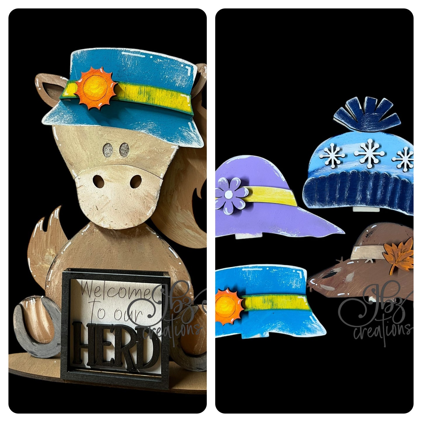 Farm Animal Cow with Interchangeable Seasonal Hats Shelf Sitter Cow Decor Cow Decorations