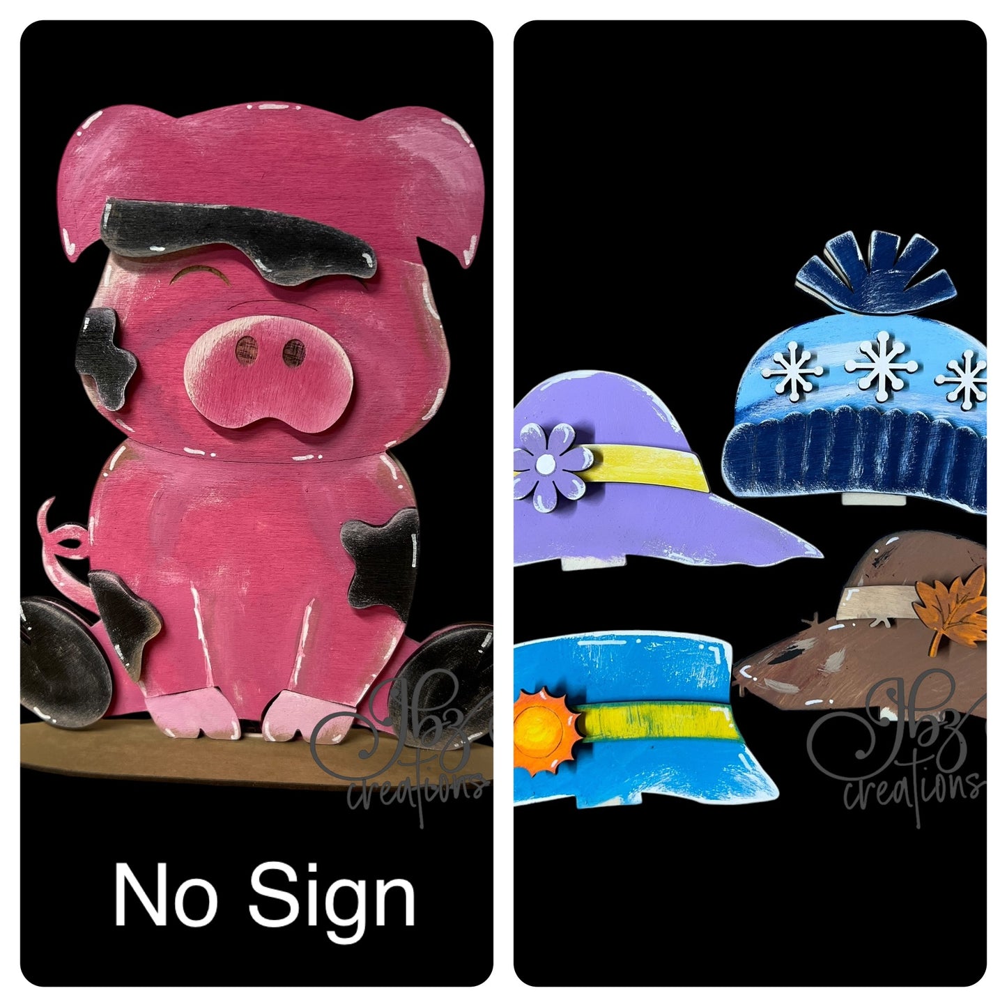 Farm Animal Pig with Interchangeable Seasonal Hats Shelf Sitter Pig Decor Pig Decorations