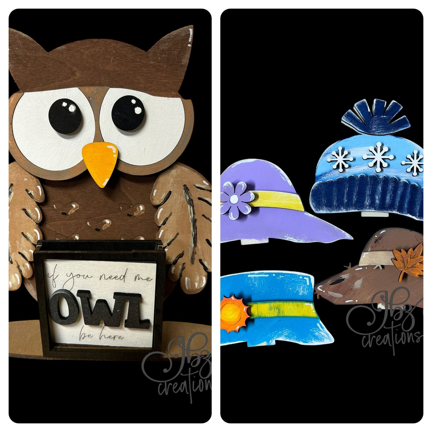 Farm Animal Owl with Interchangeable Seasonal Hats Shelf Sitter Owl Decor Owl Decorations