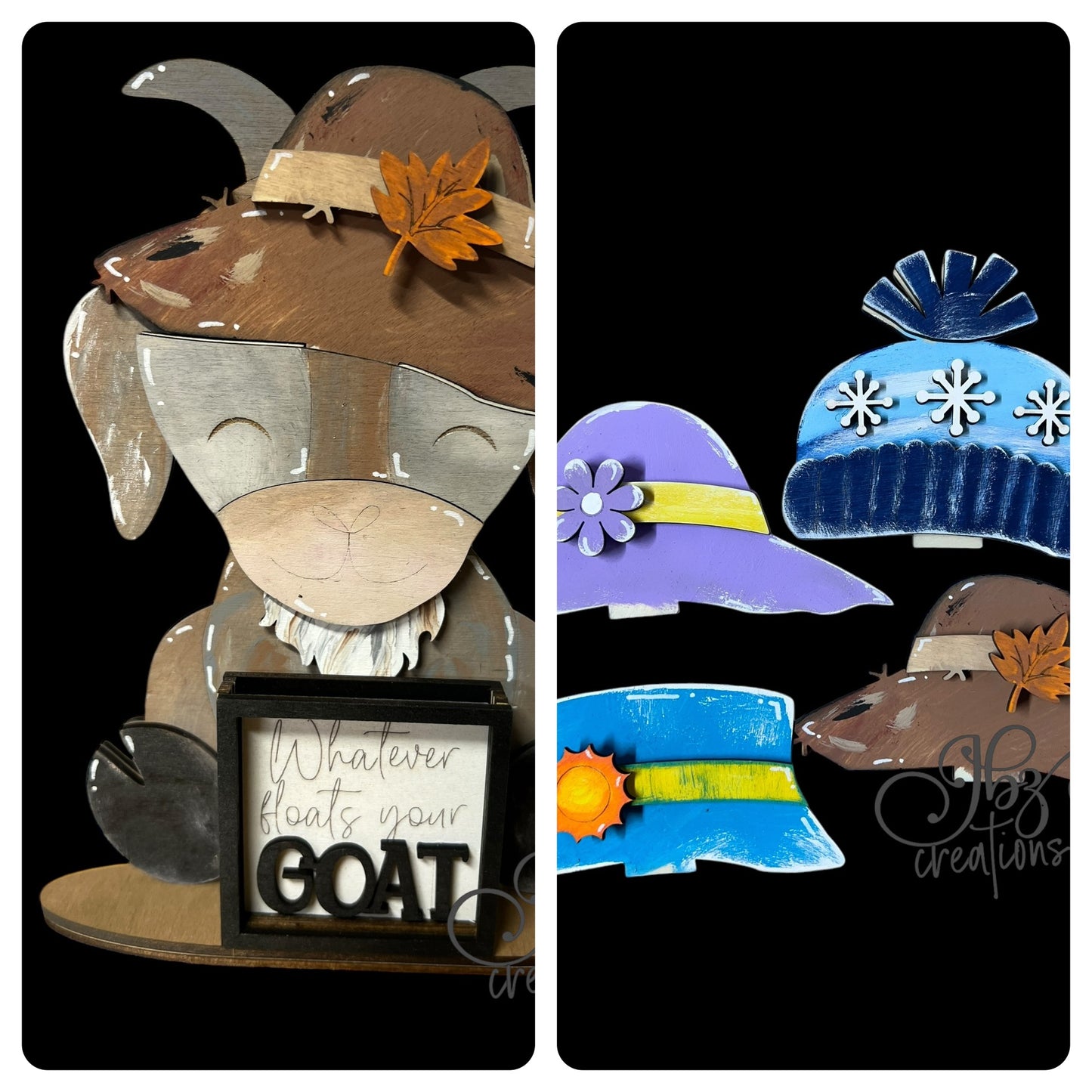 Farm Animal Goat with Interchangeable Seasonal Hats Shelf Sitter Goat Decor Goat Decorations