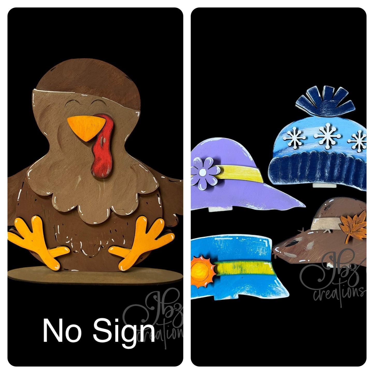 Farm Animal Turkey with Interchangeable Seasonal Hats Shelf Sitter Turkey Decor Turkey Decorations