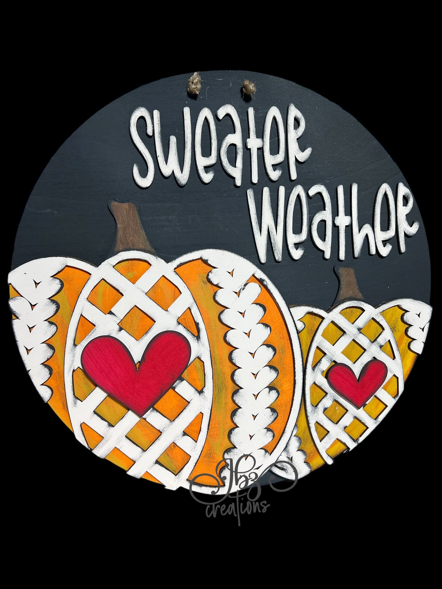 Autumn Round Door Hanger Welcome Sign Sweater Weather Pumpkin Round Welcome Sign