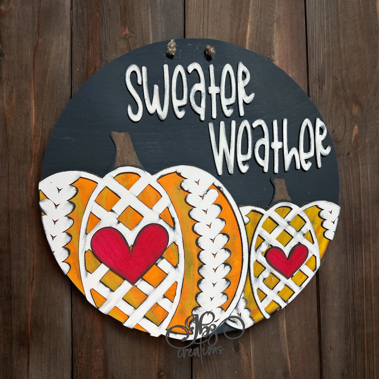 Autumn Round Door Hanger Welcome Sign Sweater Weather Pumpkin Round Welcome Sign