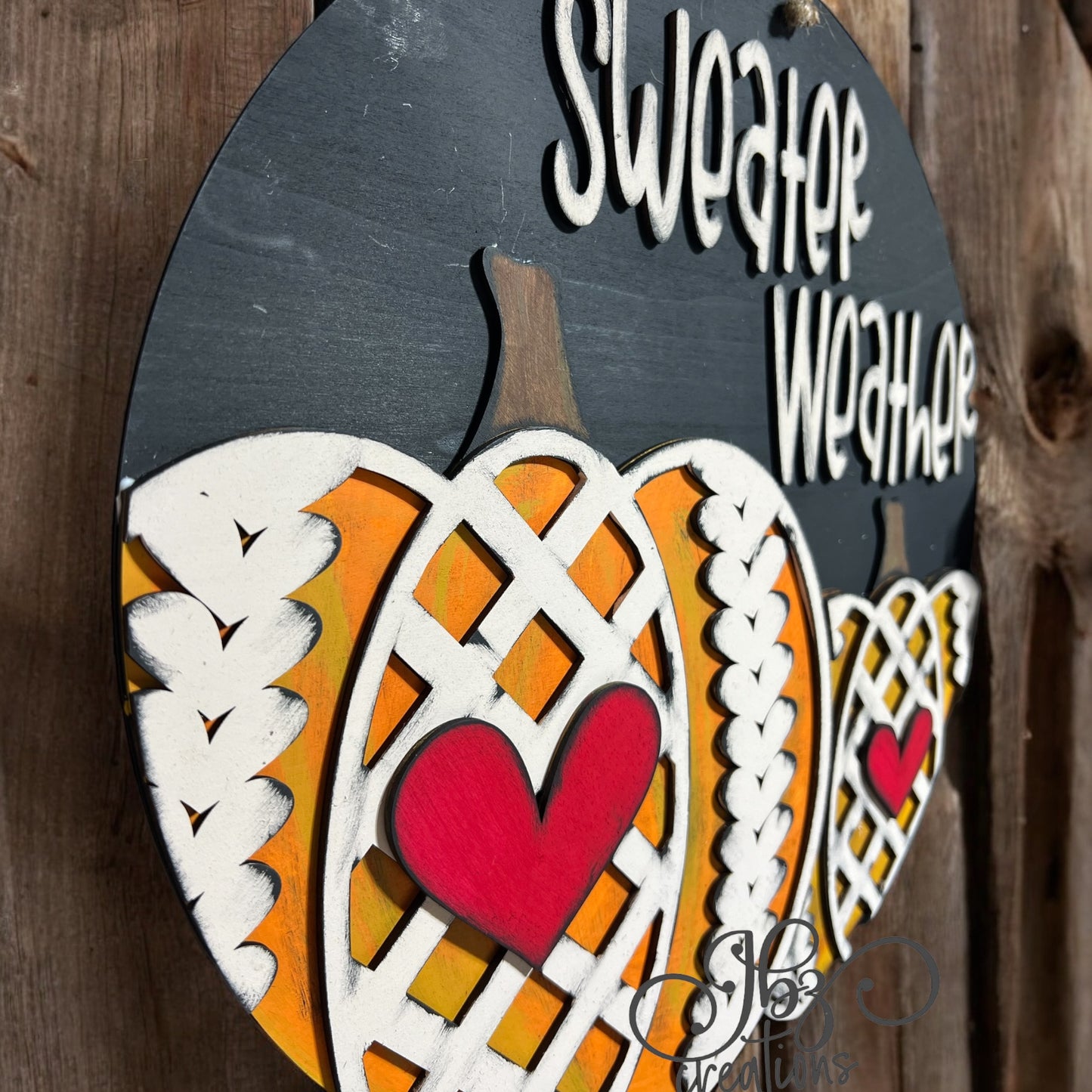 Autumn Round Door Hanger Welcome Sign Sweater Weather Pumpkin Round Welcome Sign