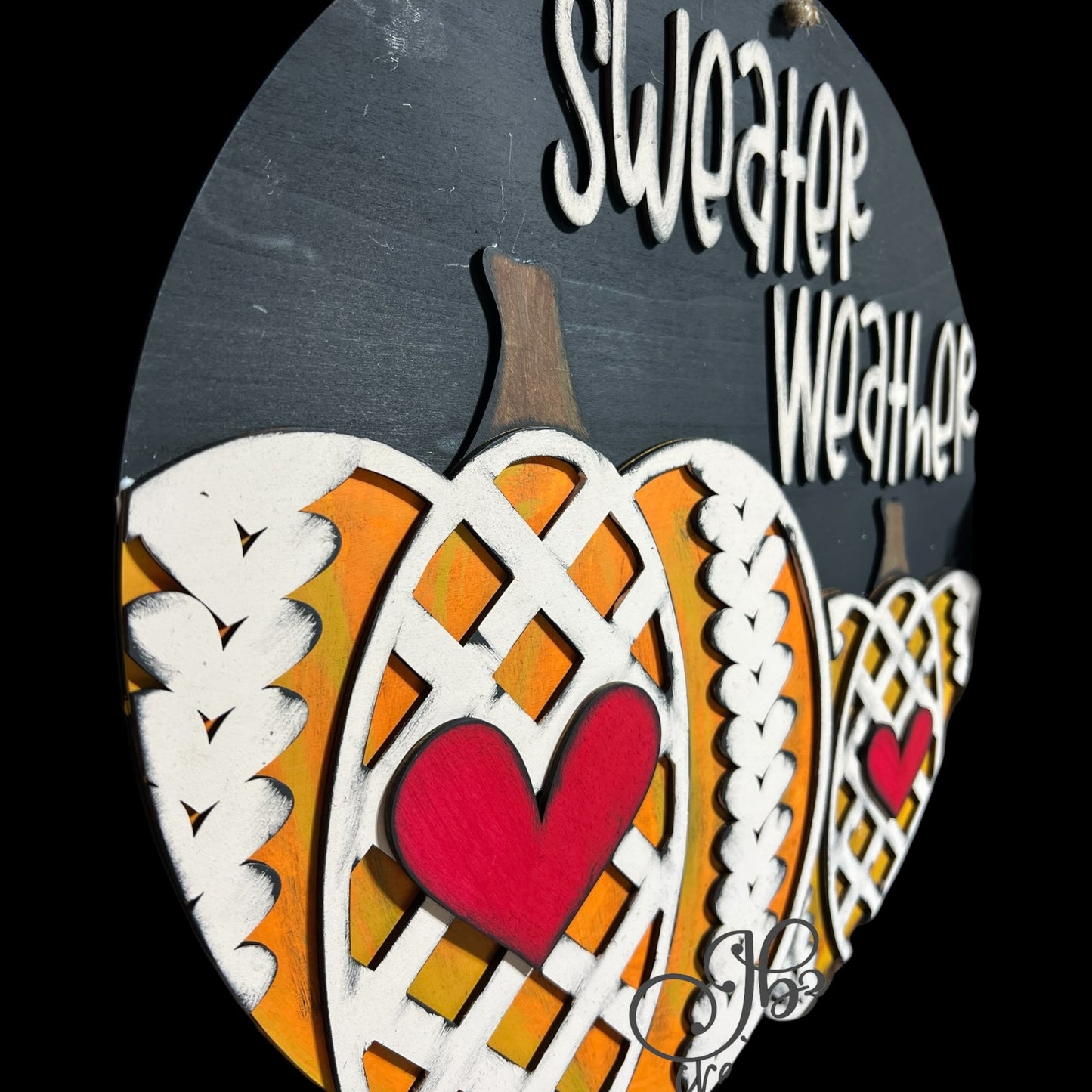Autumn Round Door Hanger Welcome Sign Sweater Weather Pumpkin Round Welcome Sign