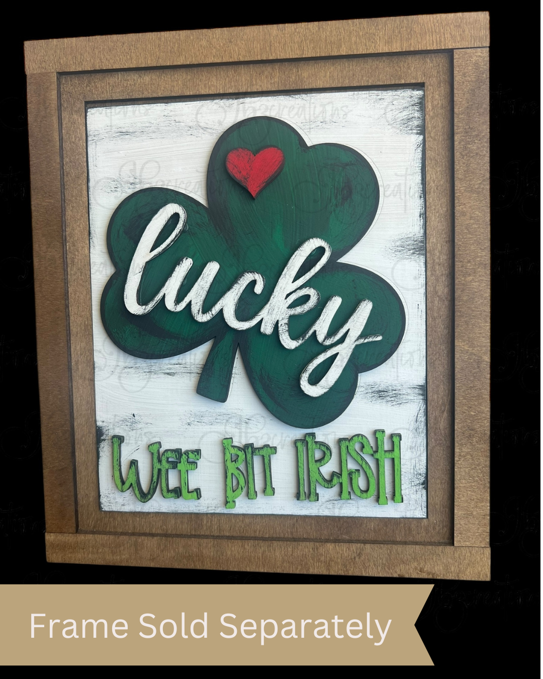 Lucky Shamrock Chunky Block Frame Interchangeable Wood Frame Wood Sign for home, Spring Sign, Wee Bit Irish Sign Seasonal Decor for shelf