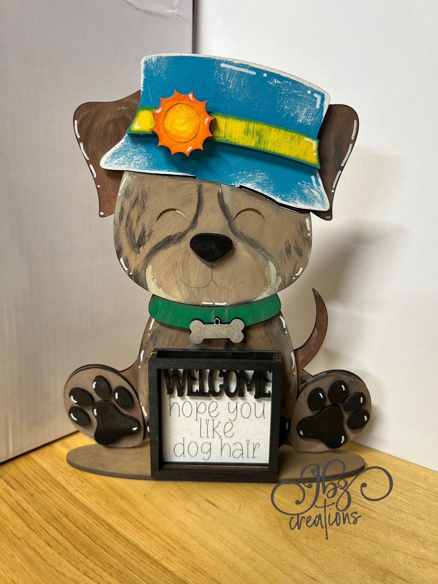 Farm Animal Dog with Interchangeable Seasonal Hats Shelf Sitter Dog Decorations Puppy Decorations
