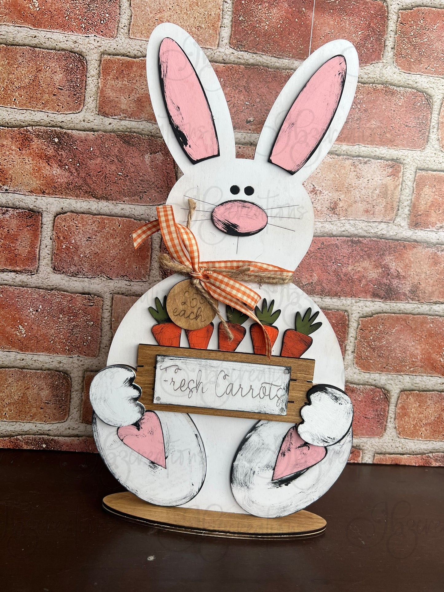Easter Bunny Shelf Decor Easter Bunny holding basket of Carrots Mantle Decor Bunny Decor Easter Bunny Decor
