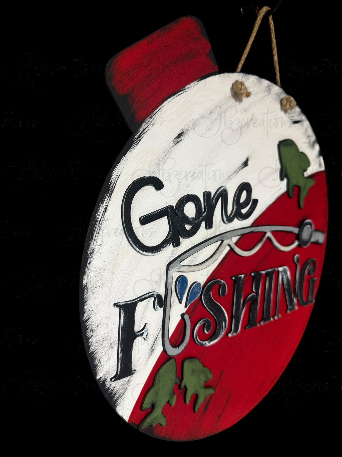 Gone Fishing Bobber Welcome Round Sign Fishing Bobber Door Sign