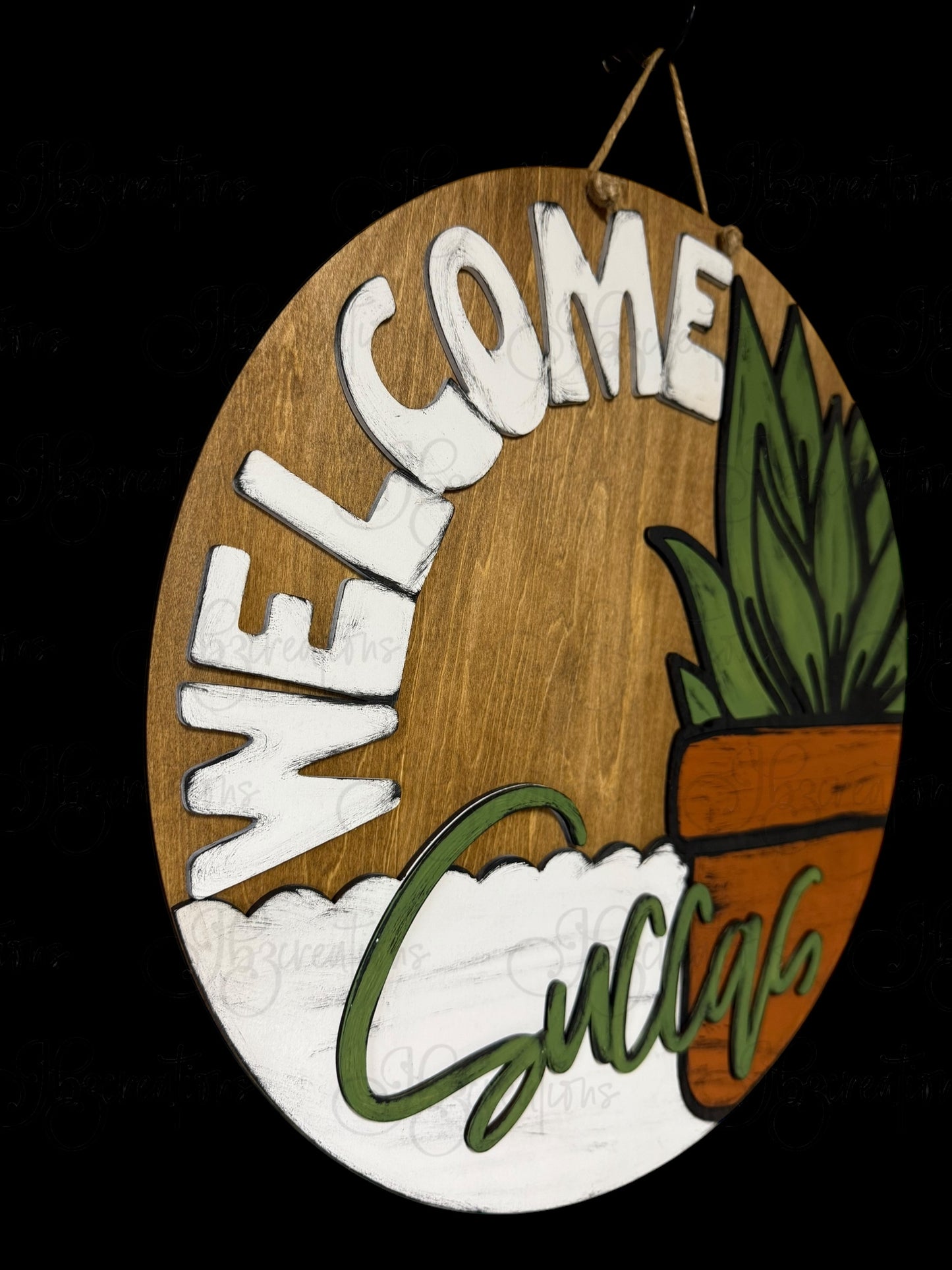Potted Plant Round Sign Welcome Succas Round Door Sign Plant Welcome Sign