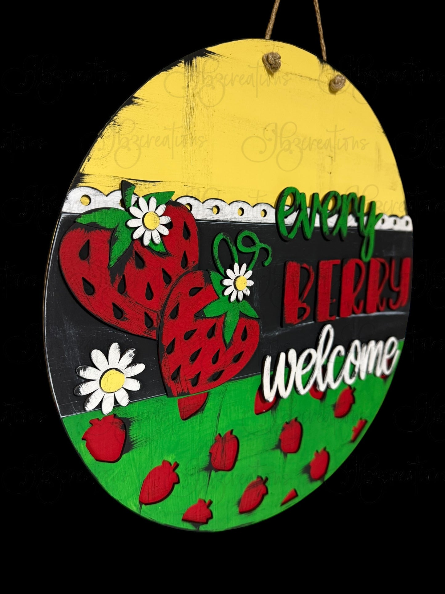 Strawberry Every Berry Welcome Round Sign Strawberry Home Sweet Home Welcome Round Sign WelcomeDoor Sign