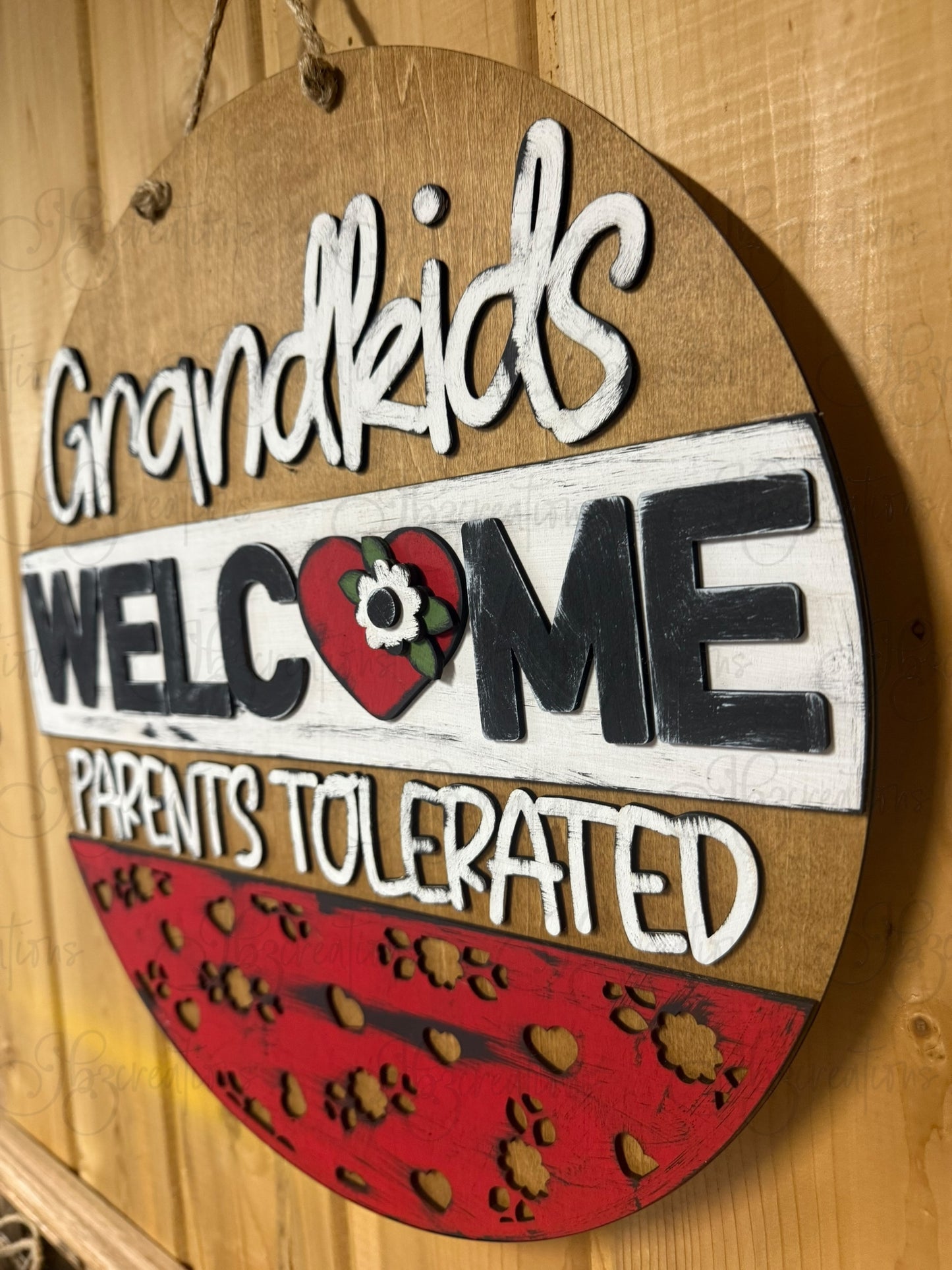 DIY Grandkids Welcome, Parents Tolerated | Wooden Round Door or Wall Sign