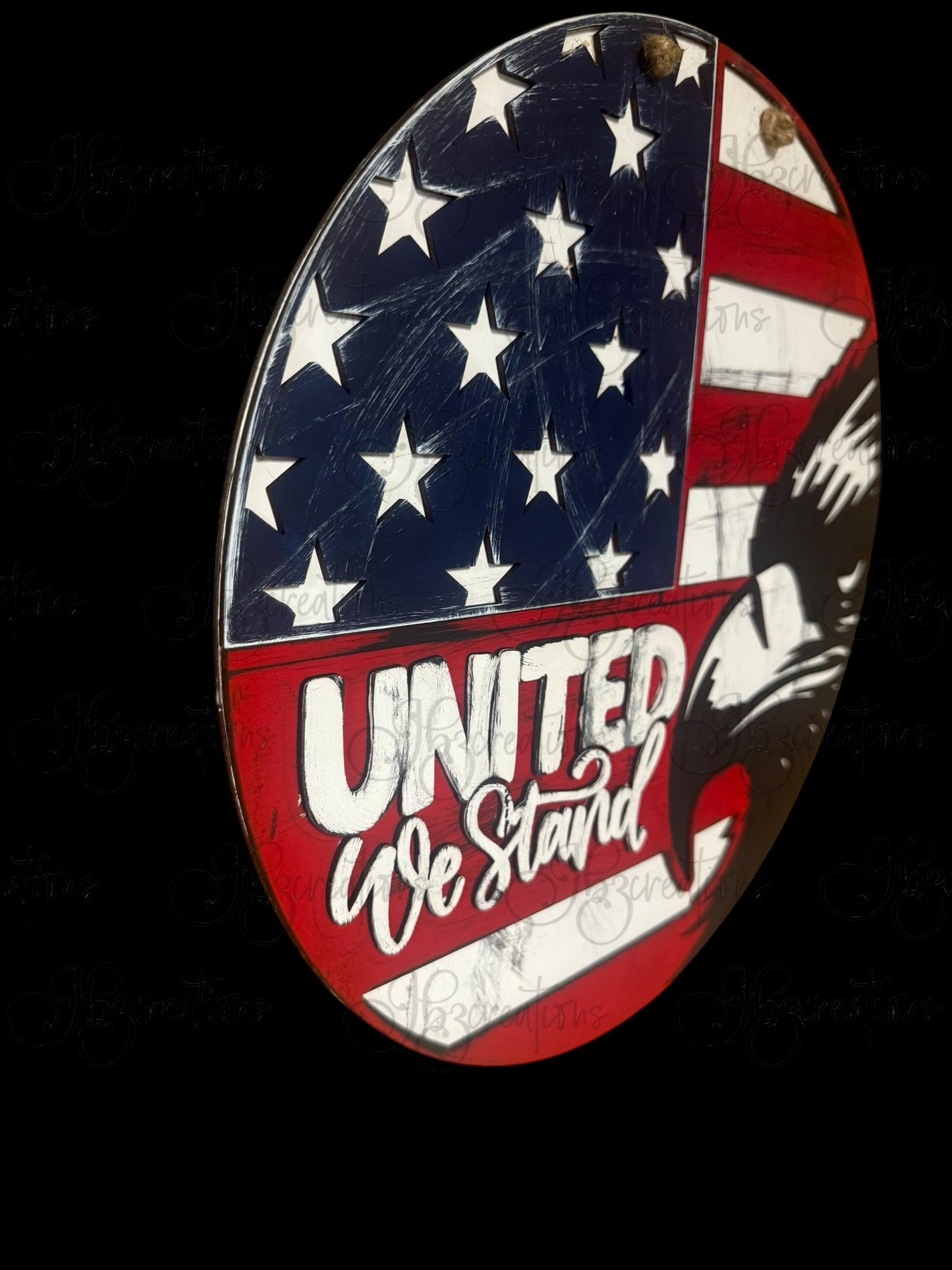USA United We Stand Eagle Welcome Round Sign