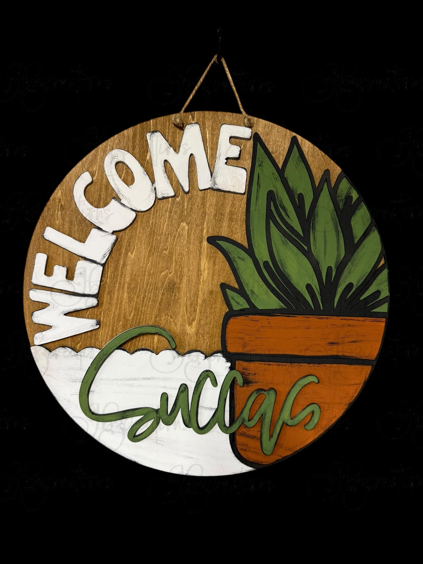 Potted Plant Round Sign Welcome Succas Round Door Sign Plant Welcome Sign