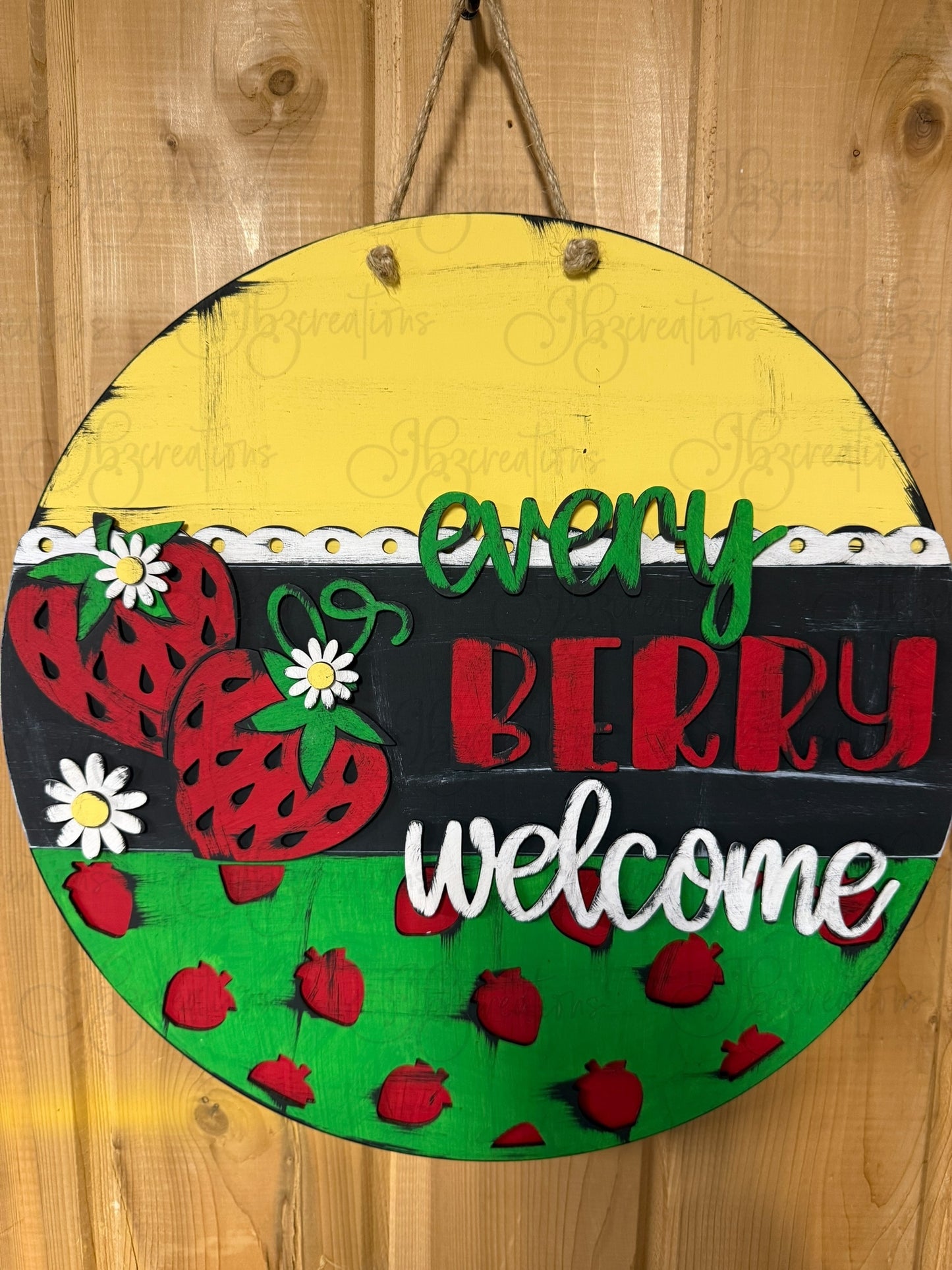 Strawberry Every Berry Welcome Round Sign Strawberry Home Sweet Home Welcome Round Sign WelcomeDoor Sign