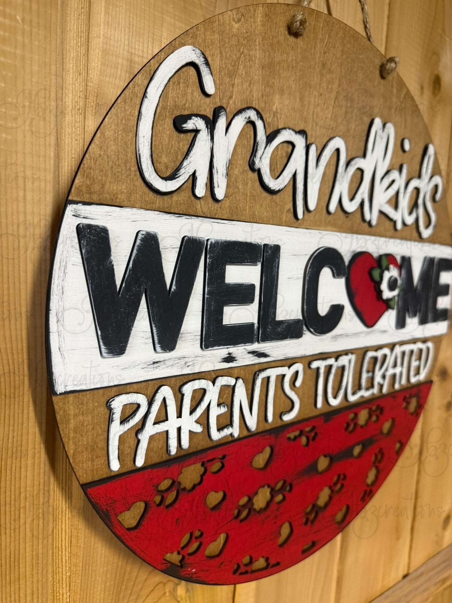 DIY Grandkids Welcome, Parents Tolerated | Wooden Round Door or Wall Sign