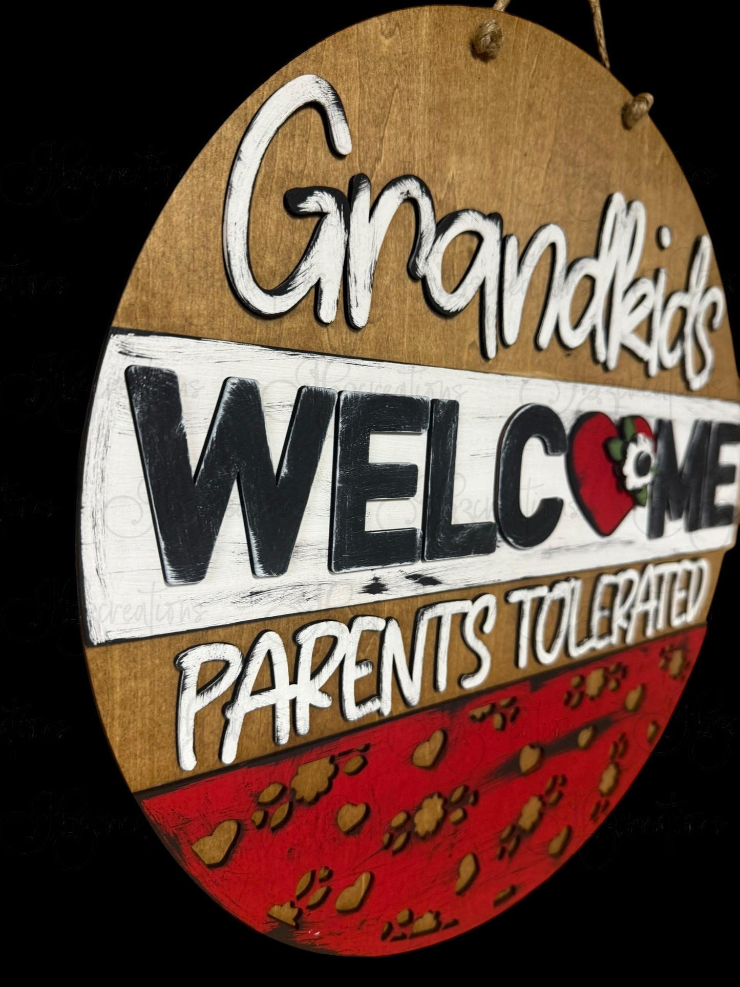 DIY Grandkids Welcome, Parents Tolerated | Wooden Round Door or Wall Sign