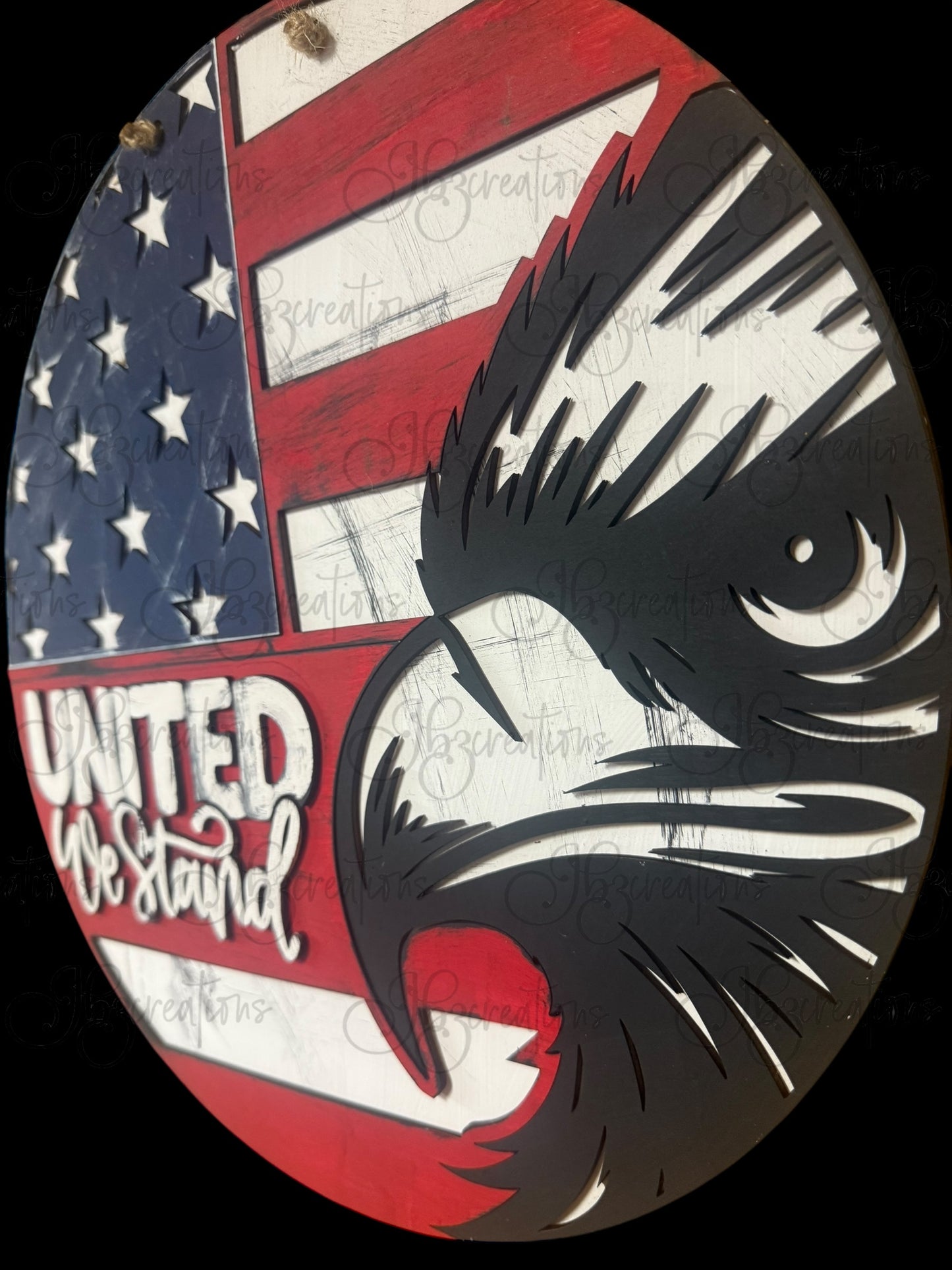 USA United We Stand Eagle Welcome Round Sign