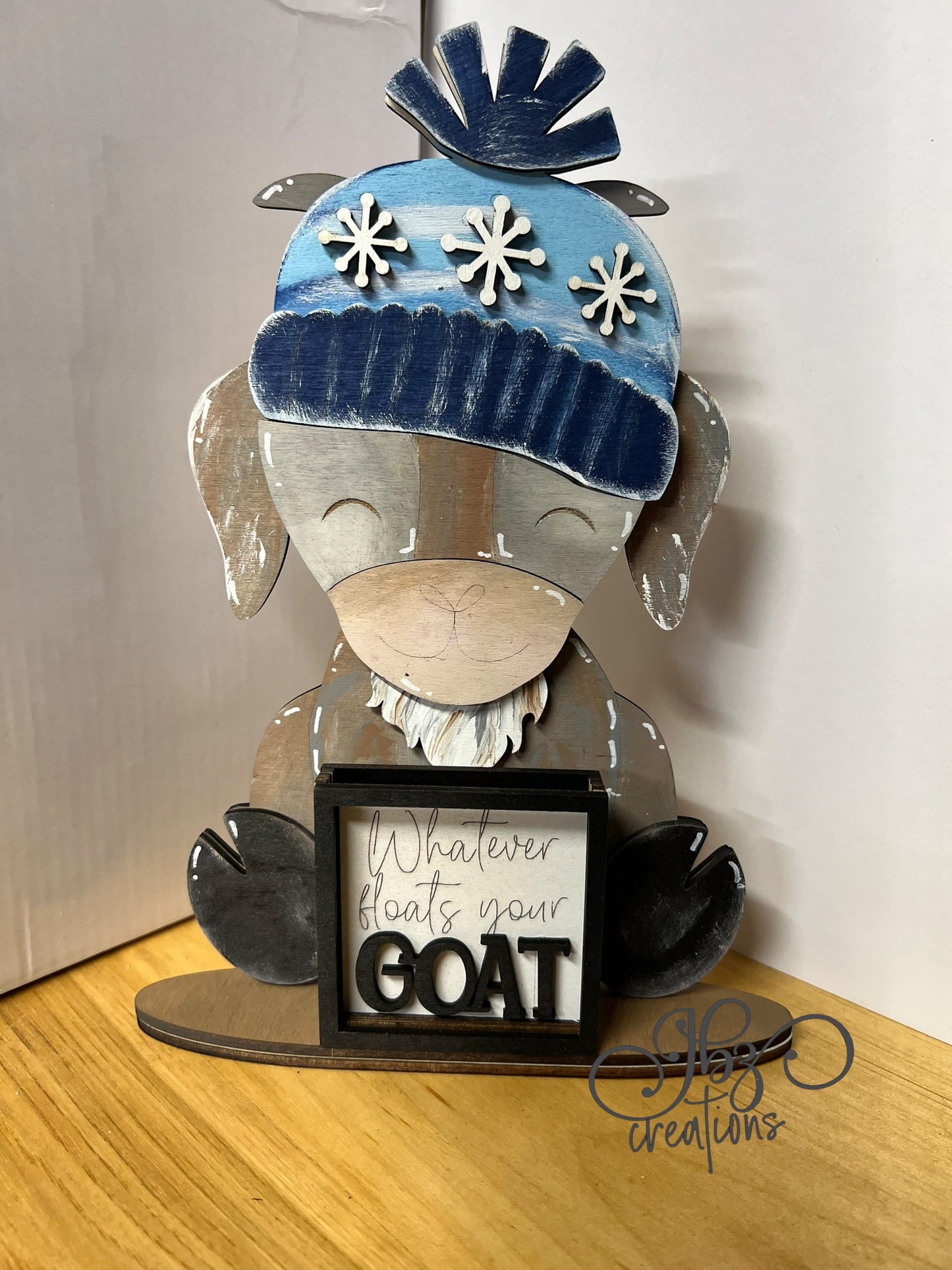 Farm Animal Goat with Interchangeable Seasonal Hats Shelf Sitter Goat Decor Goat Decorations