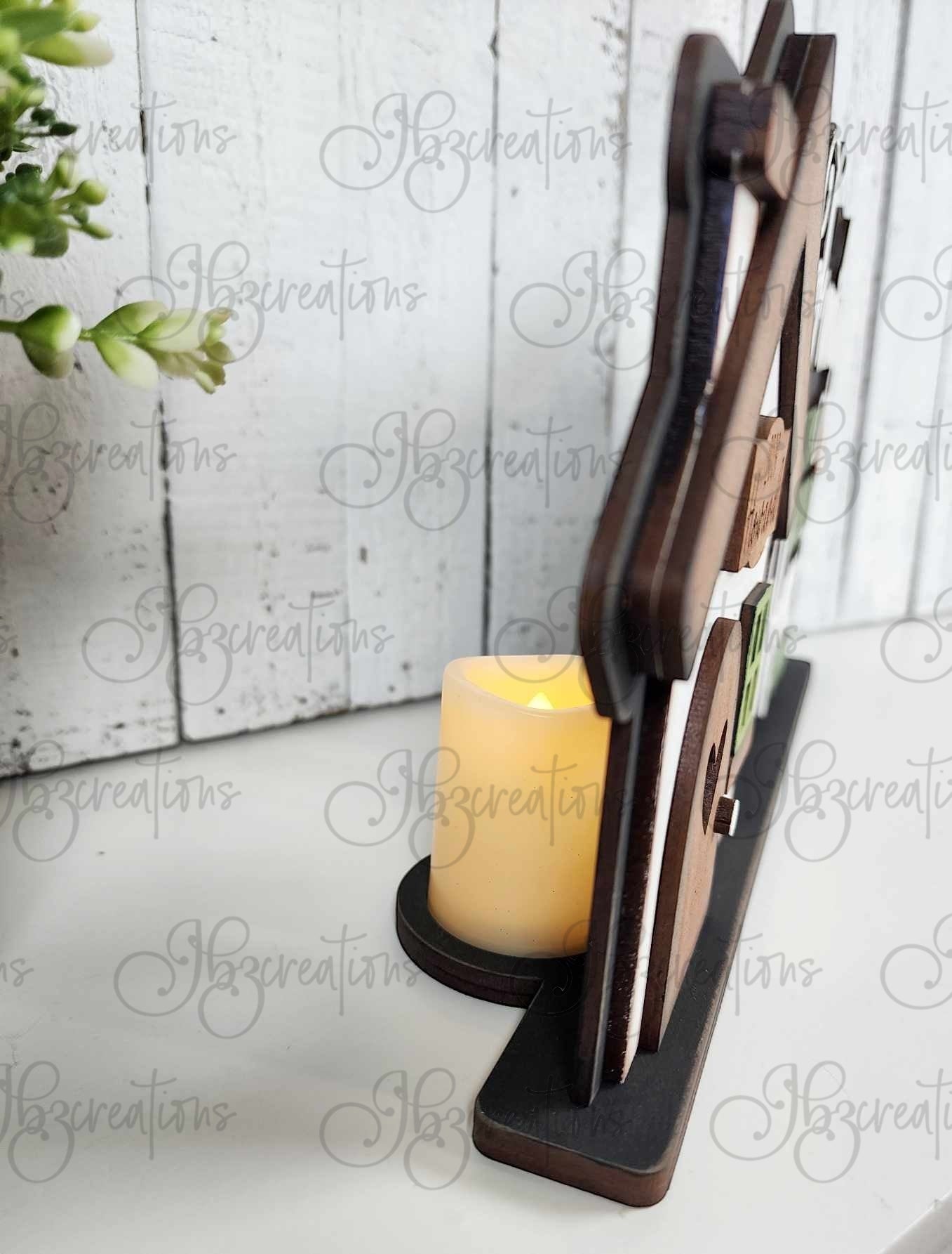 Family Home Word Art Votive Holder Shelf Decor Shelf Sitter DIY, Do-It-Yourself, Create-It-Yourself
